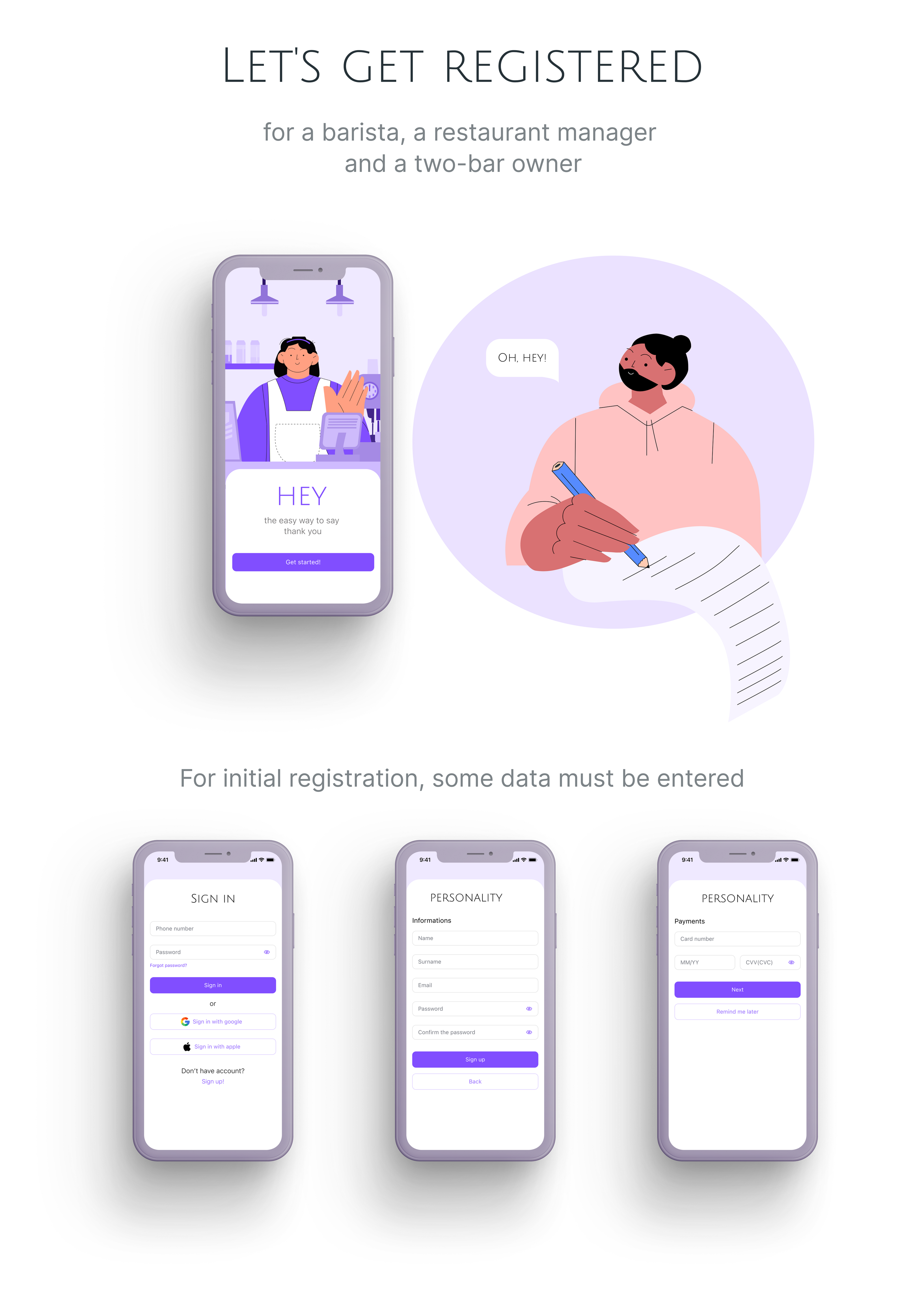 HEY - сервис для бесконтактных чаевых — Изображение №8 — Интерфейсы, Брендинг на Dprofile