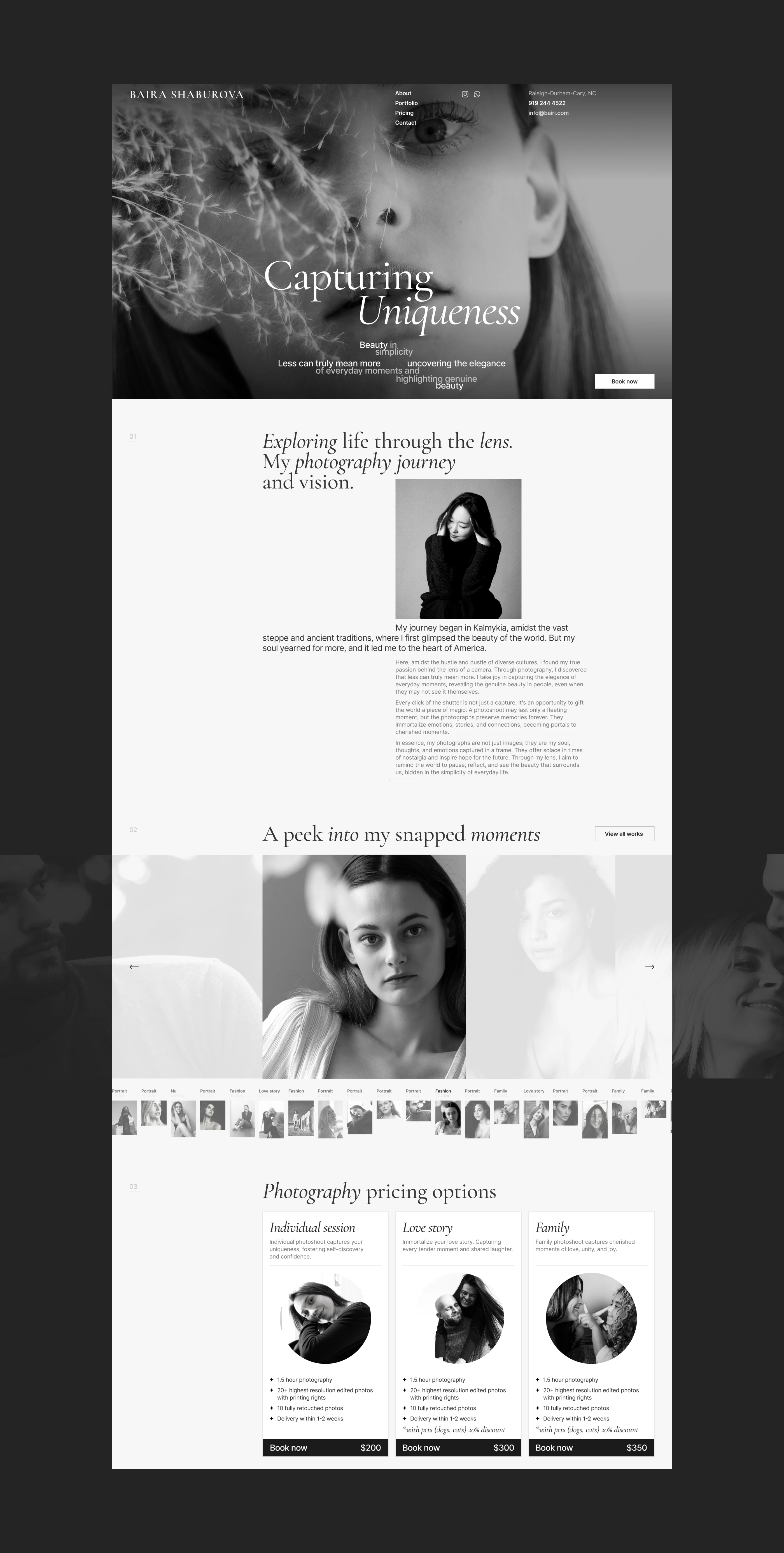 Baira Shaburova | Photographer | Landing page — Изображение №2 — Интерфейсы, Анимация на Dprofile