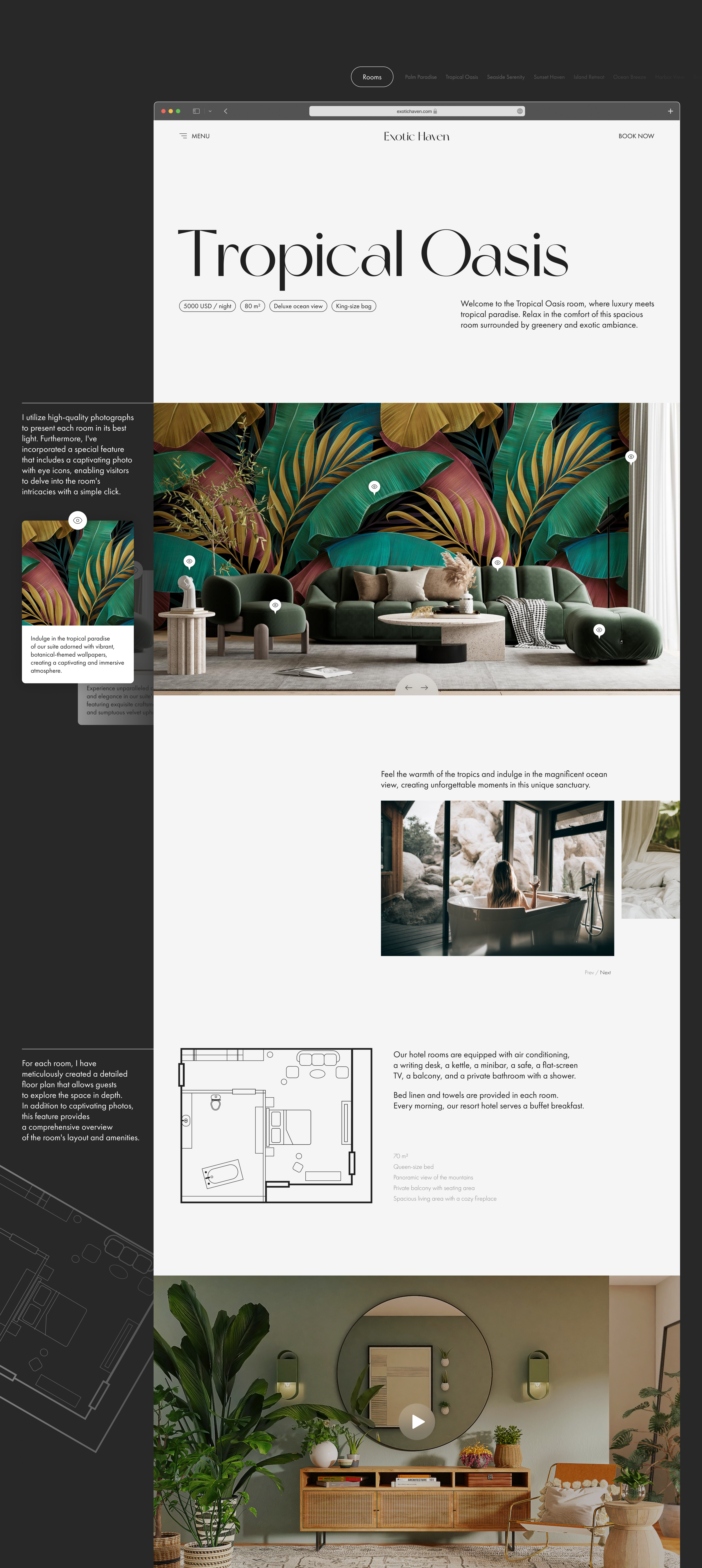 Website design Exotic Haven Hotel — Изображение №16 — Интерфейсы на Dprofile