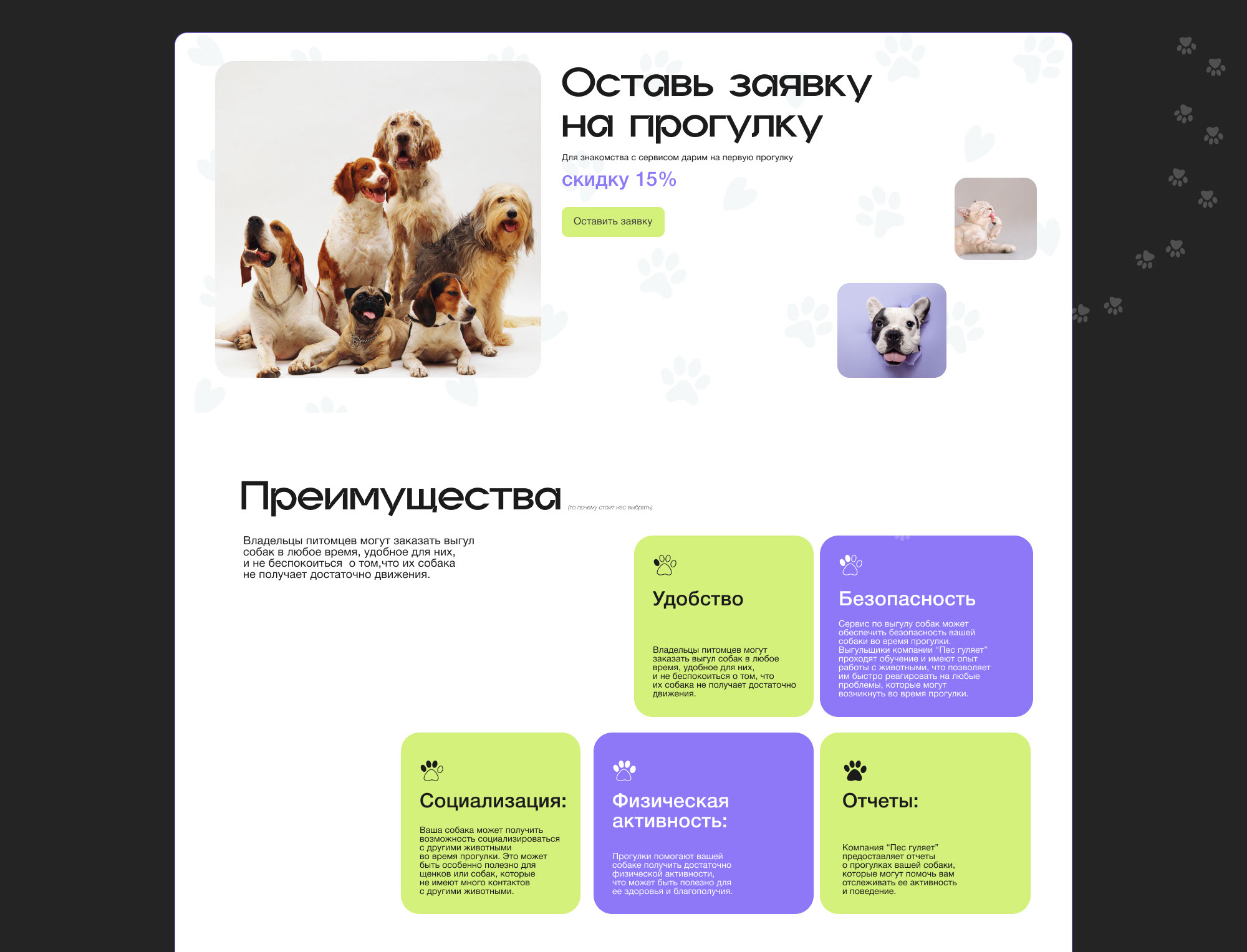 Website - Dog walking service — Изображение №7 — Интерфейсы на Dprofile