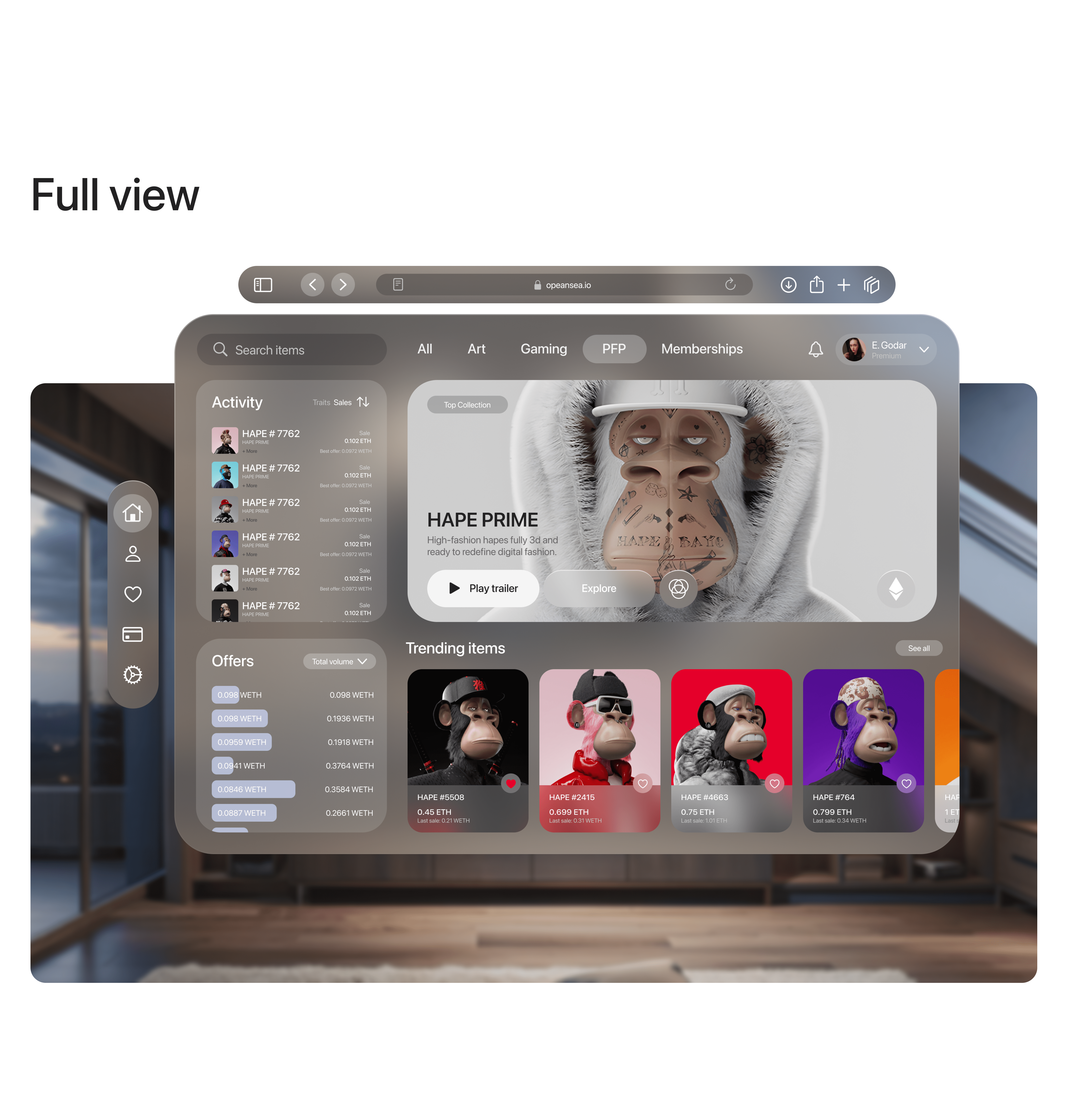 Vision Pro Spatial UI for Hape Prime x OpenSea — Изображение №4 — Интерфейсы на Dprofile