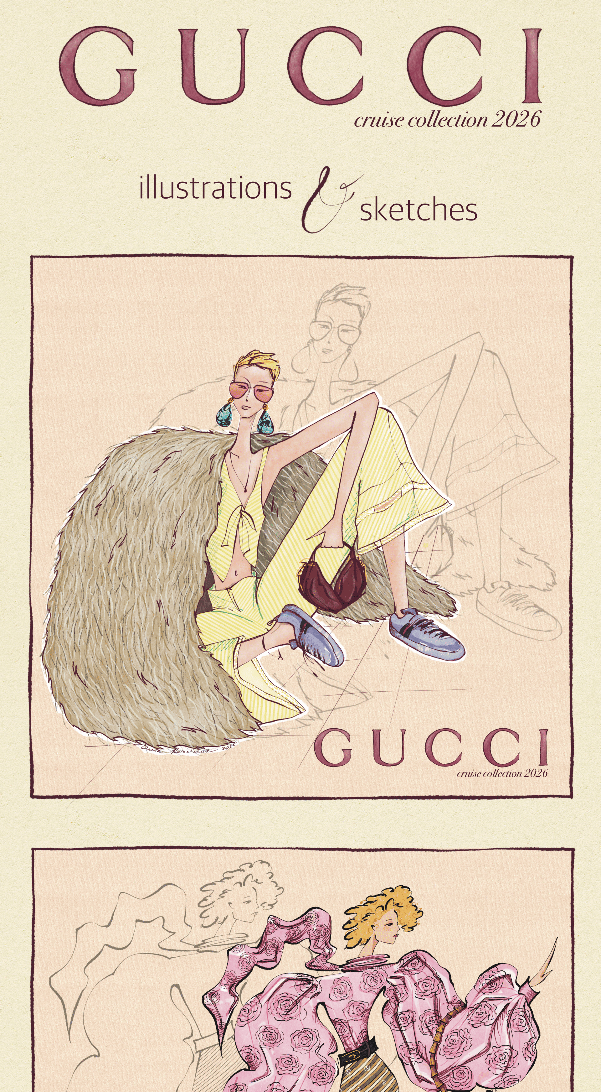 GUCCI Cruise collection 2025 | Фэшн иллюстрация — Изображение №1 — Иллюстрация, Графика на Dprofile