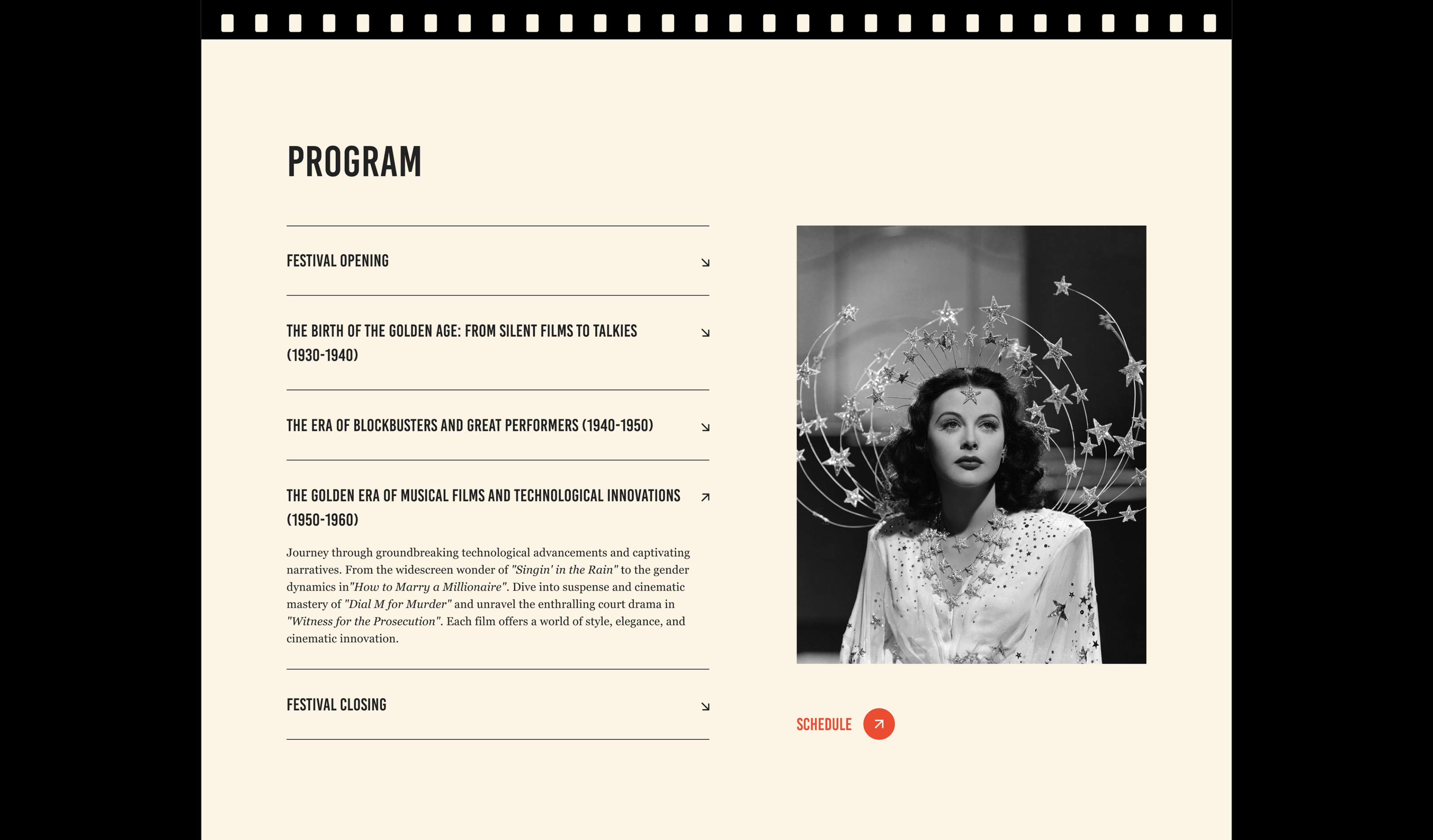 Hollywood Golden Age Film Festival Website — Изображение №8 — Интерфейсы, Анимация на Dprofile