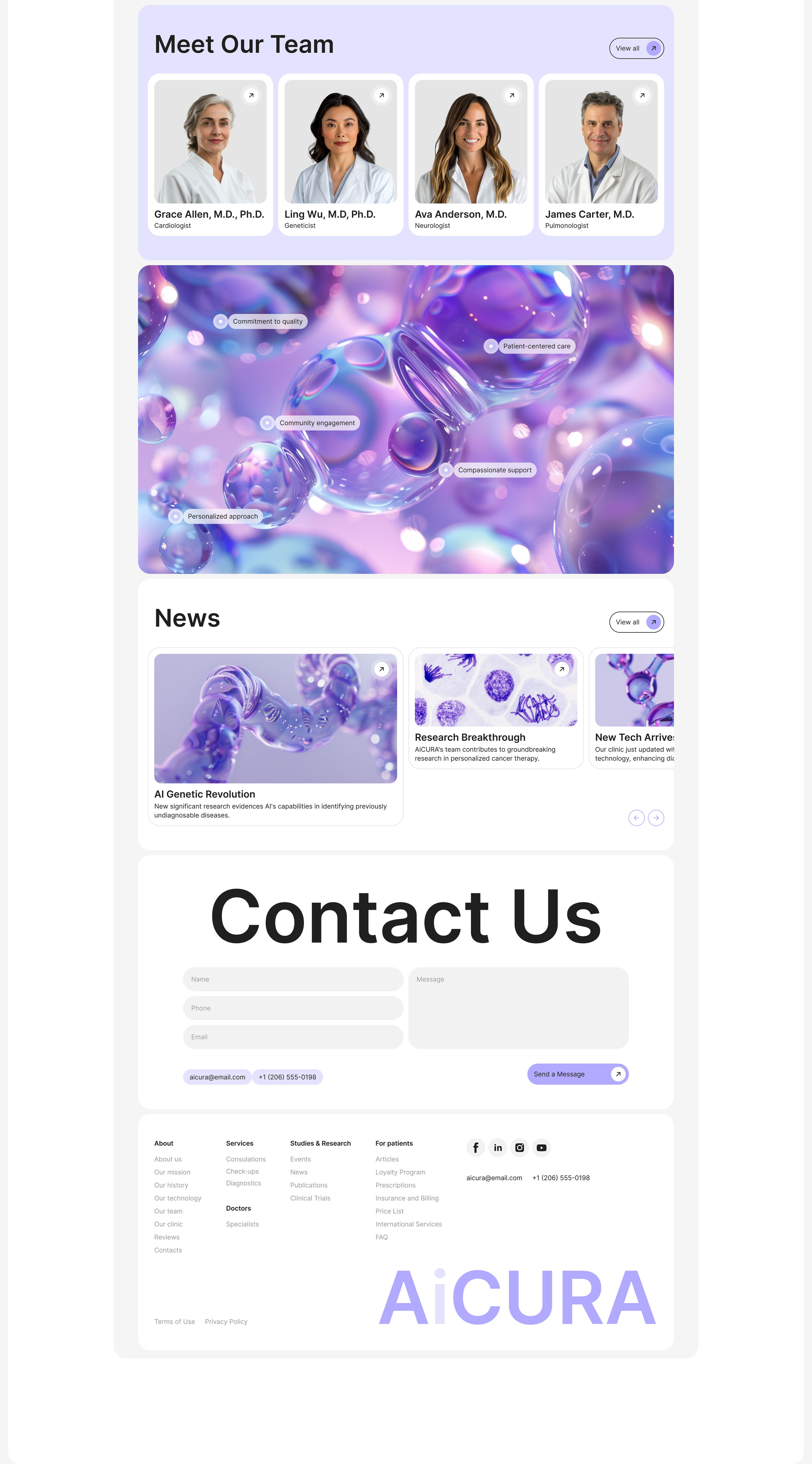 AiCURA Medical Clinic Website Design (UI/UX) — Изображение №7 — Интерфейсы, Анимация на Dprofile