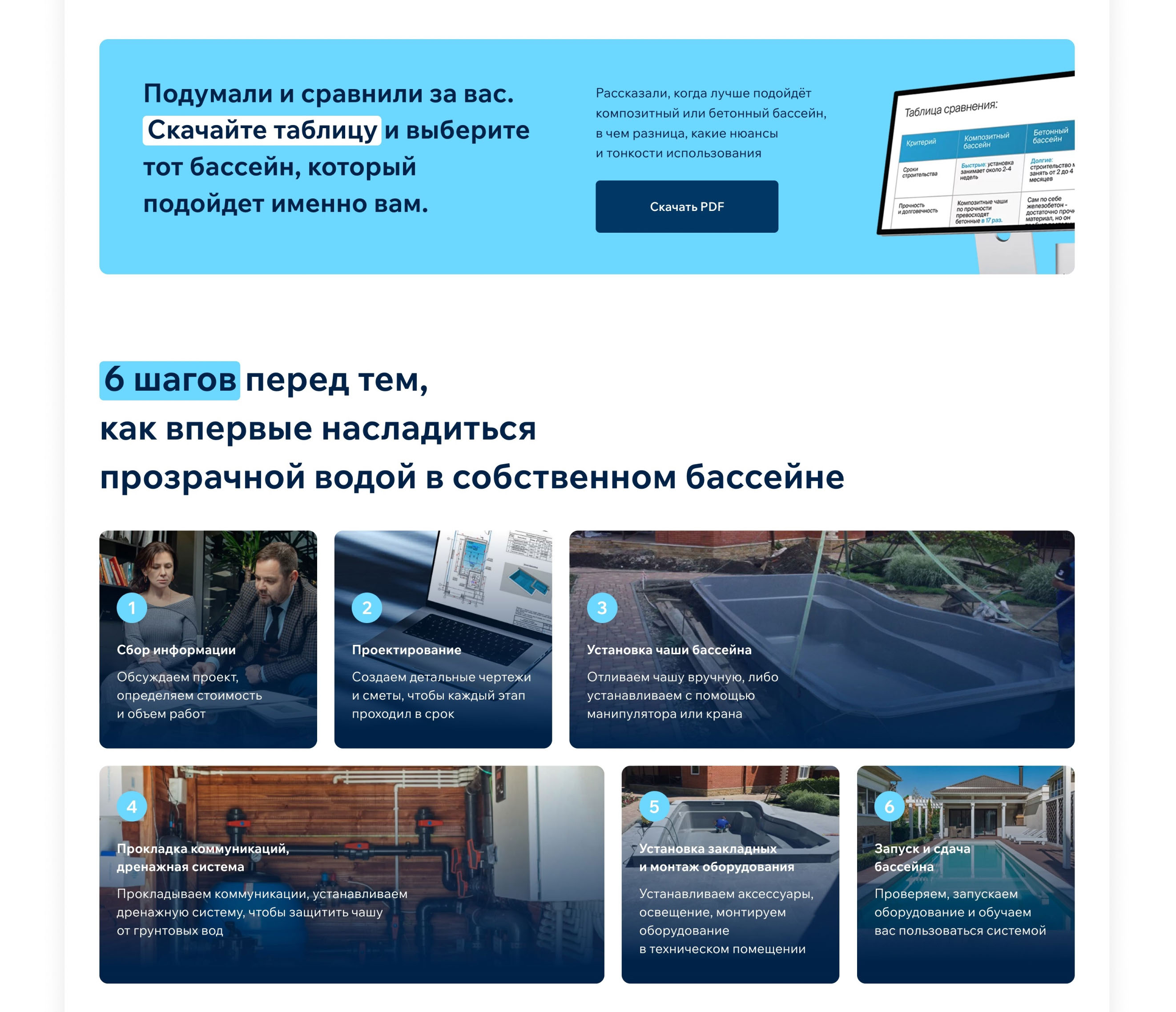 Сайт для компании, занимающейся строительством бассейнов — Изображение №14 — Интерфейсы на Dprofile
