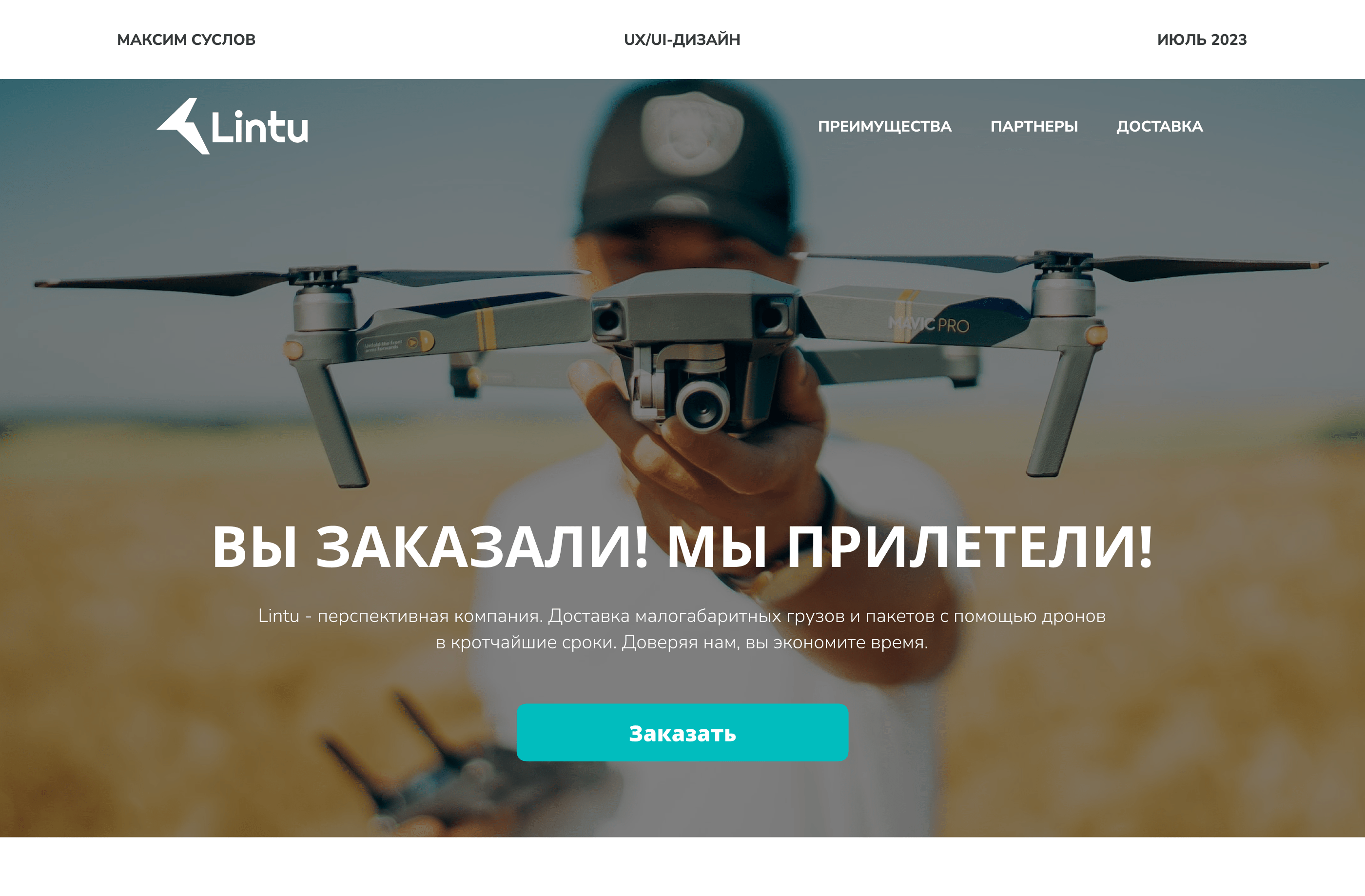 Lintu delivery | Landing page — Изображение №1 — Интерфейсы, Брендинг на Dprofile