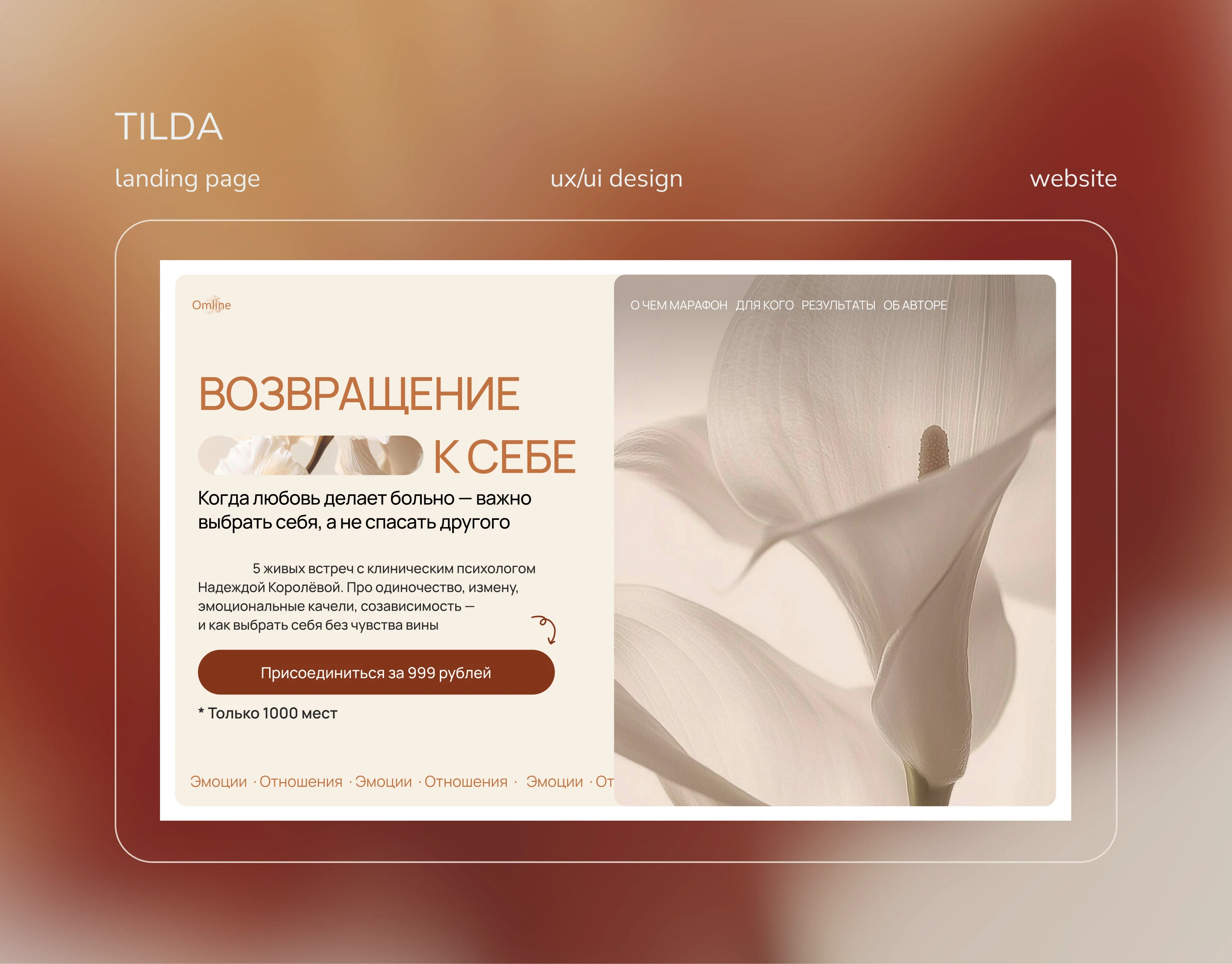 Landing page for psychology course | Ux/Ui design — Изображение №1 — Интерфейсы на Dprofile