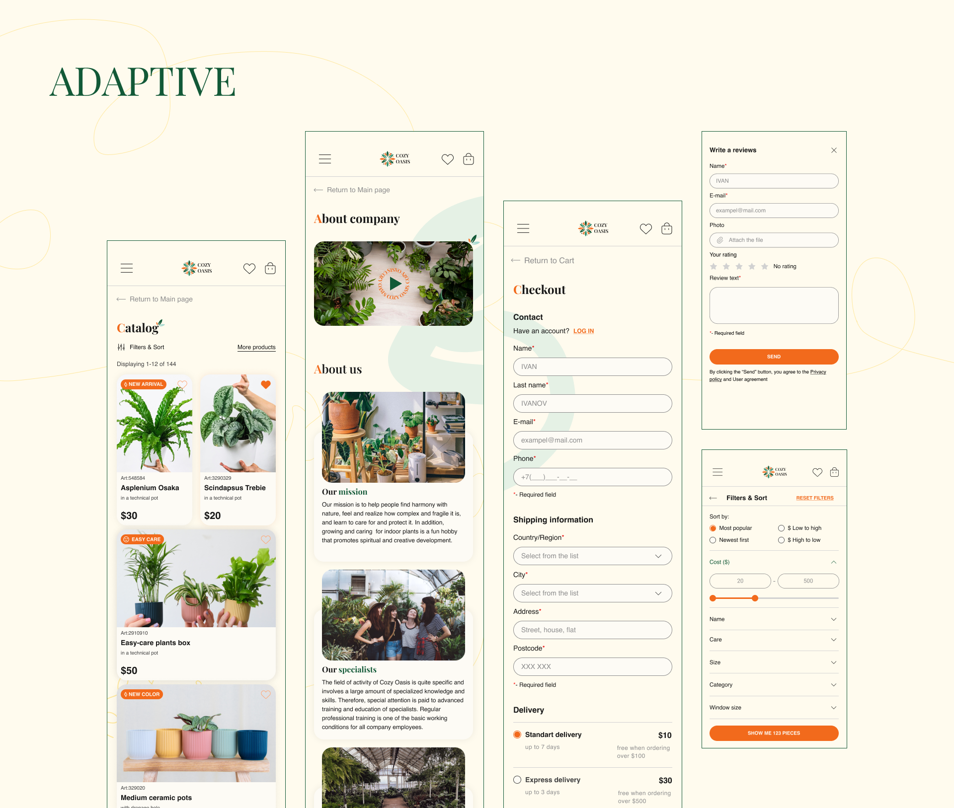 Интернет-магазин комнатных растений Cozy Oasis — Изображение №13 — Интерфейсы на Dprofile