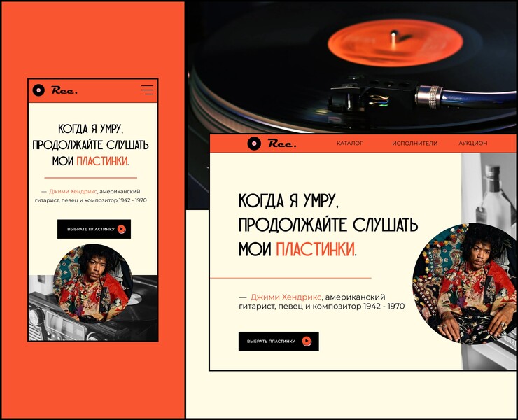 Online store of vinyl records — Интерфейсы, Анимация на Dprofile