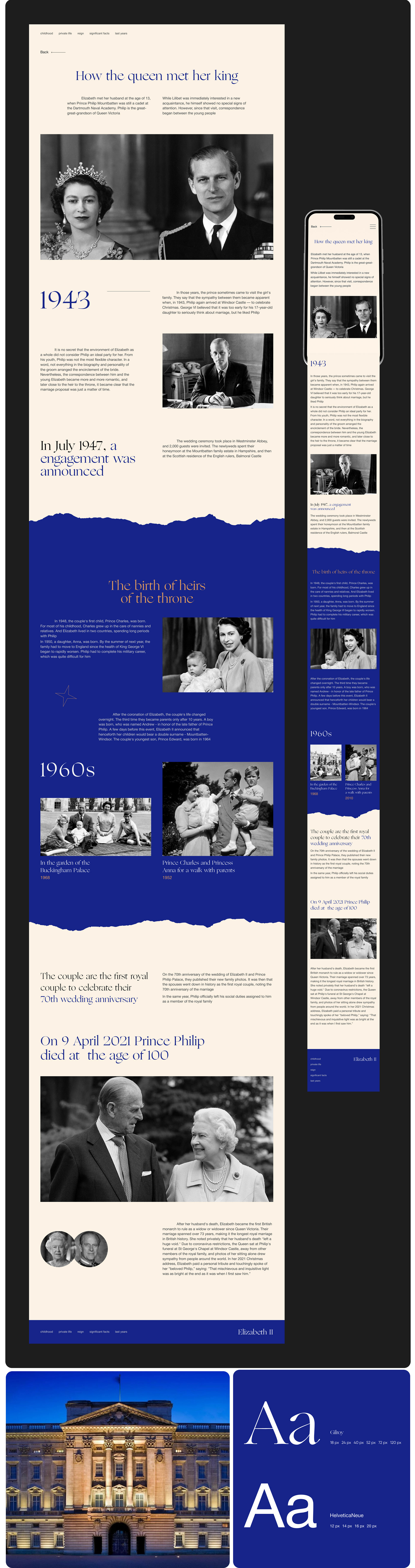 Educational website about life Elizabeth the second — Изображение №5 — Интерфейсы, Брендинг на Dprofile