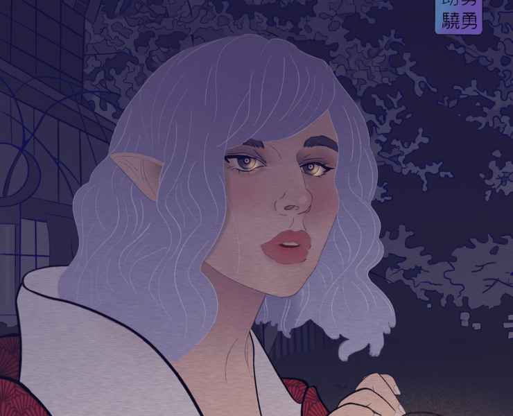 Elf in style ukiyo-e — Иллюстрация на Dprofile