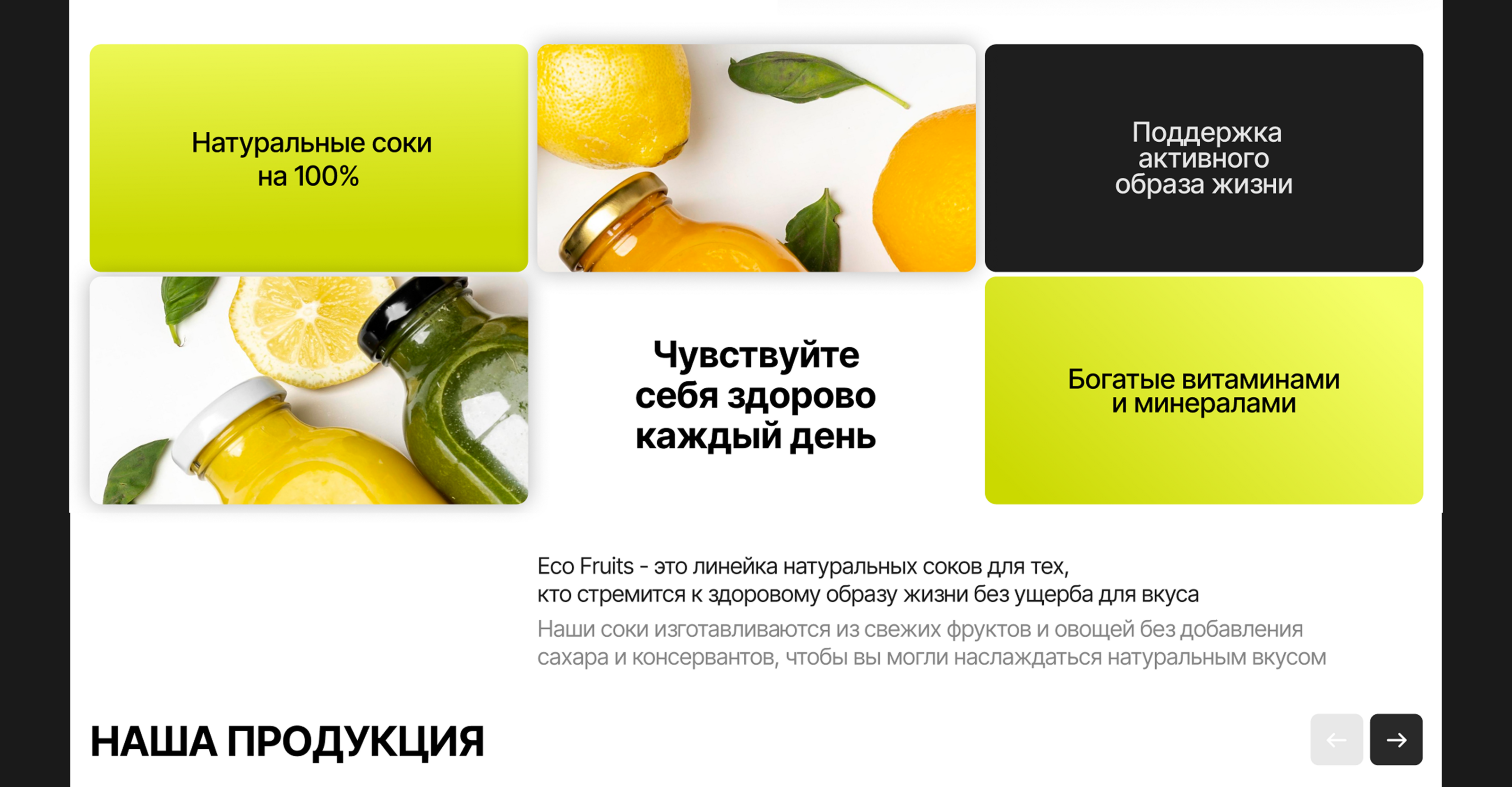 Дизайн лендинга для натуральных соков — Изображение №5 — Интерфейсы на Dprofile