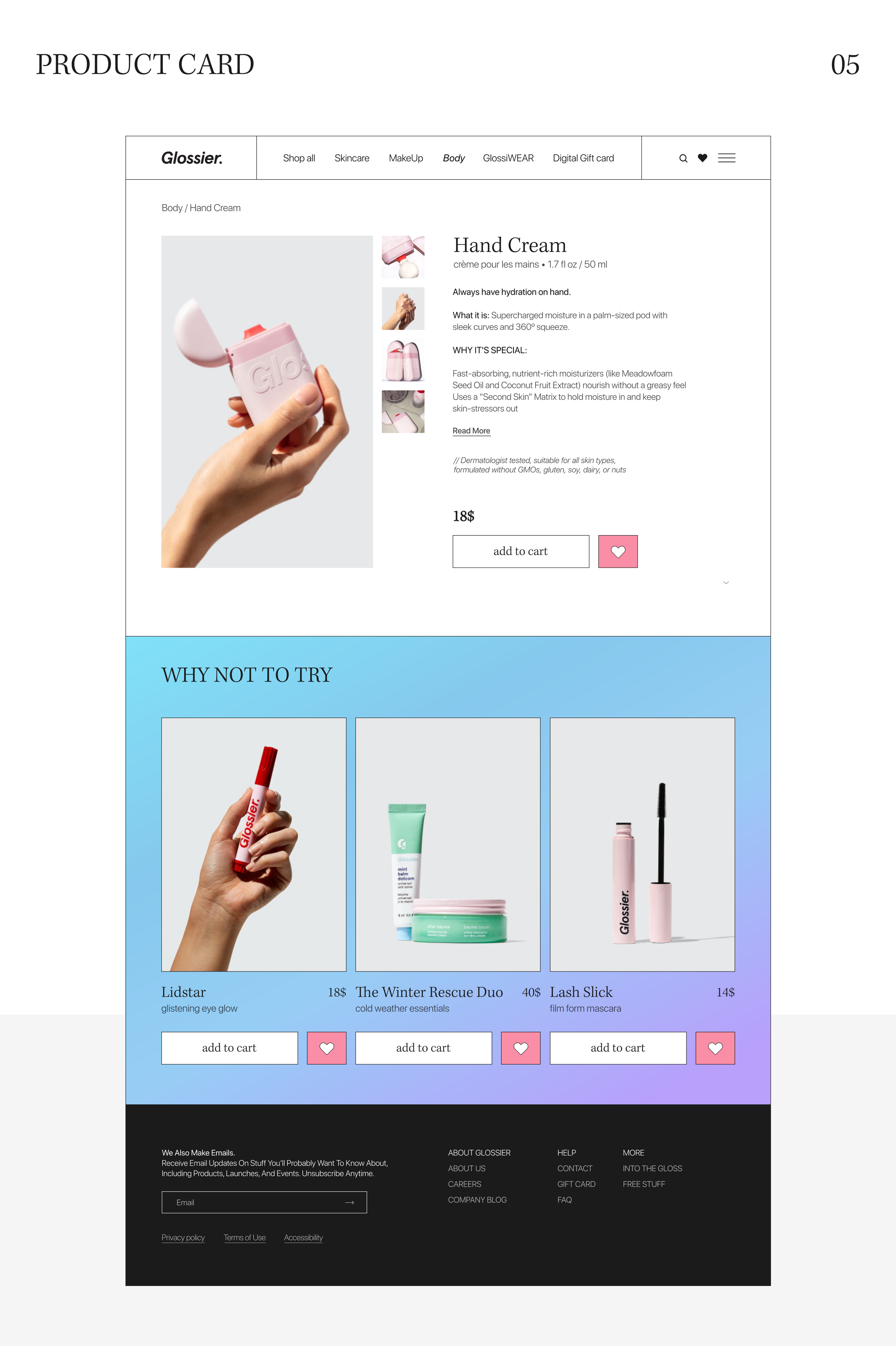 glossier redesign concept — Изображение №7 — Интерфейсы на Dprofile
