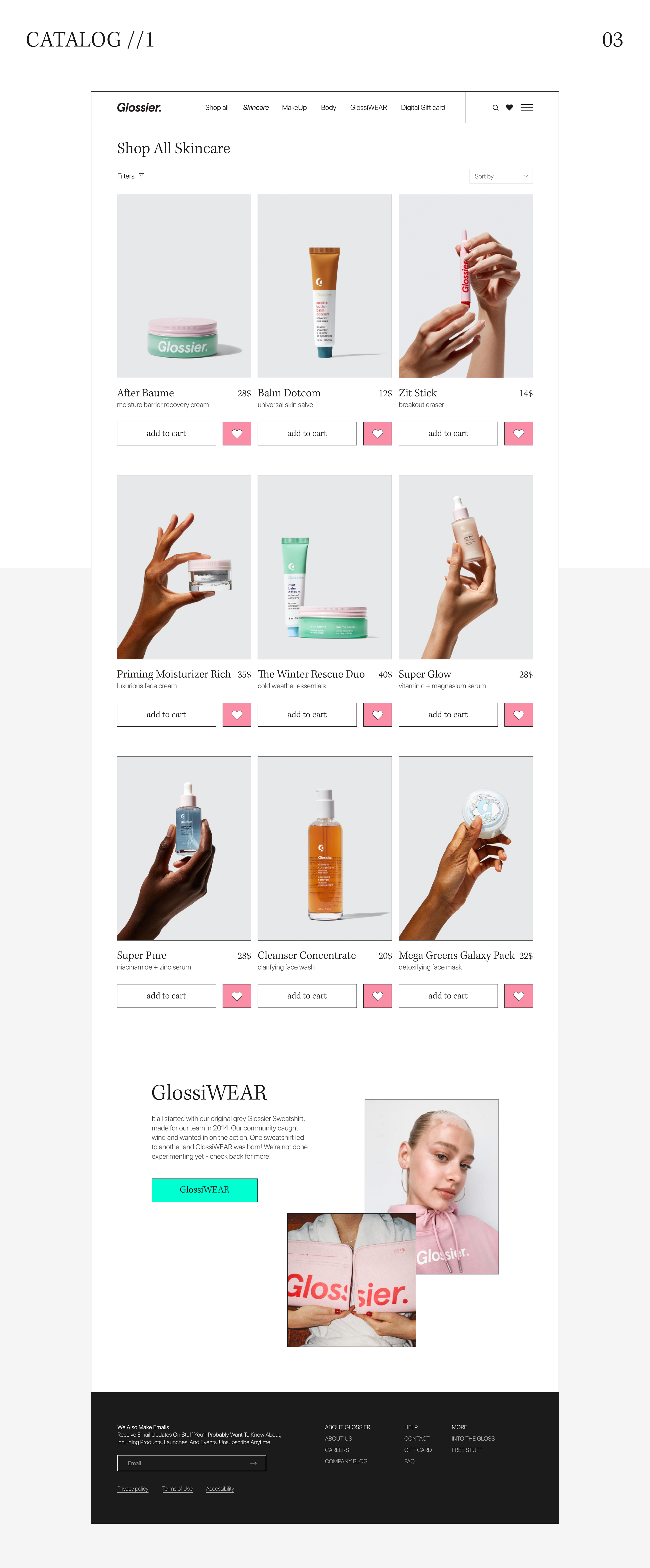 glossier redesign concept — Изображение №5 — Интерфейсы на Dprofile