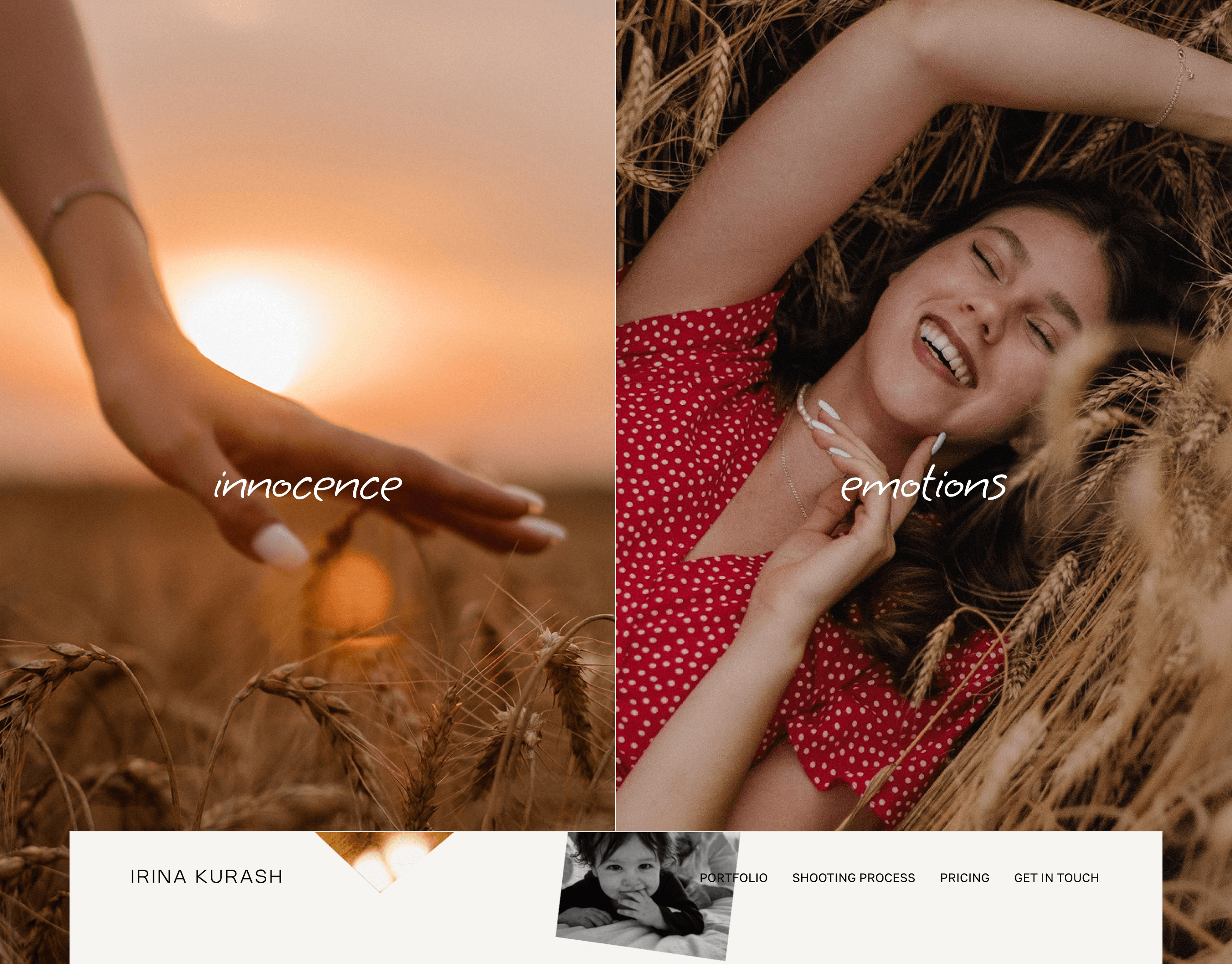 Сайт портфолио фотографа Ирины Кураш / Portfolio website — Изображение №2 — Интерфейсы, 3D на Dprofile
