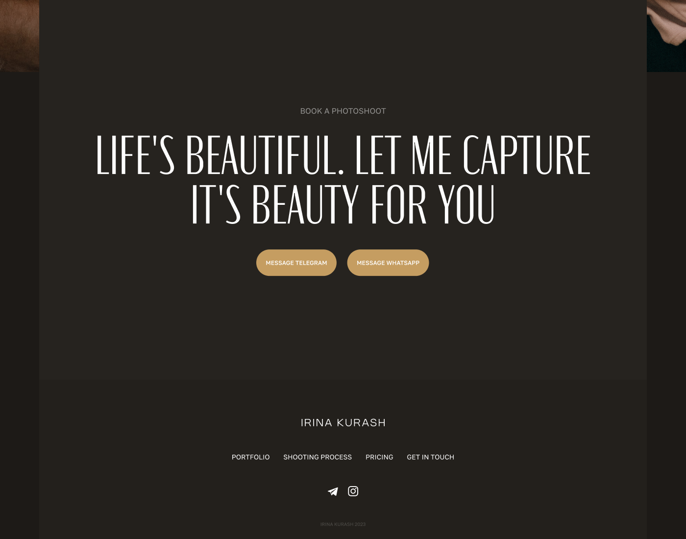 Сайт портфолио фотографа Ирины Кураш / Portfolio website — Изображение №8 — Интерфейсы, 3D на Dprofile