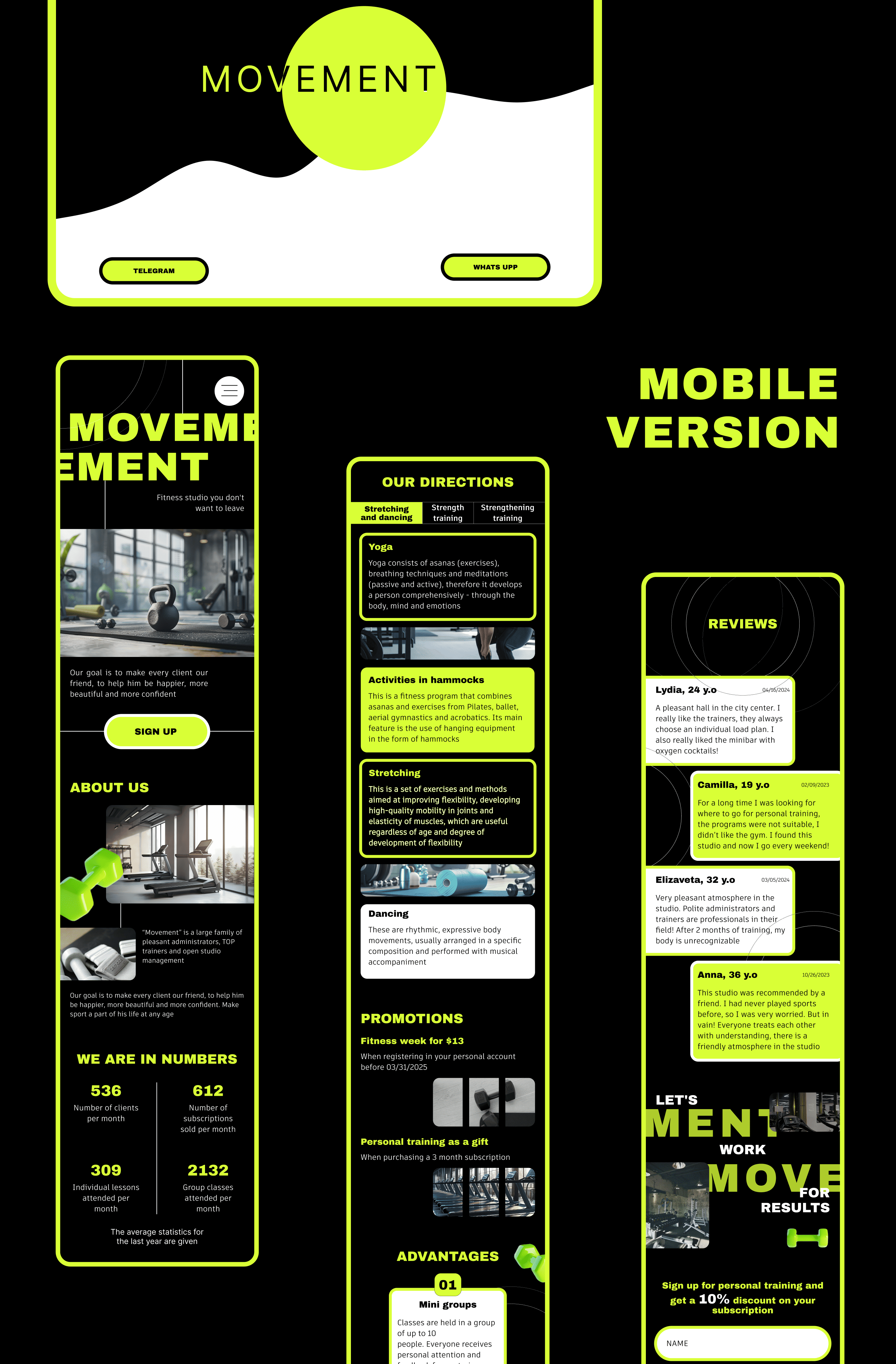 Fitness studio | Landing page | Сайт для фитнес студии — Изображение №3 — Интерфейсы на Dprofile