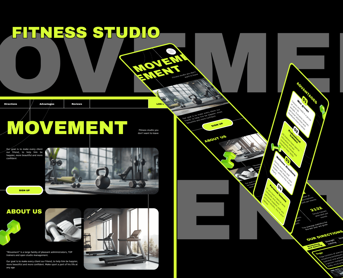 Fitness studio | Landing page | Сайт для фитнес студии — Интерфейсы на Dprofile