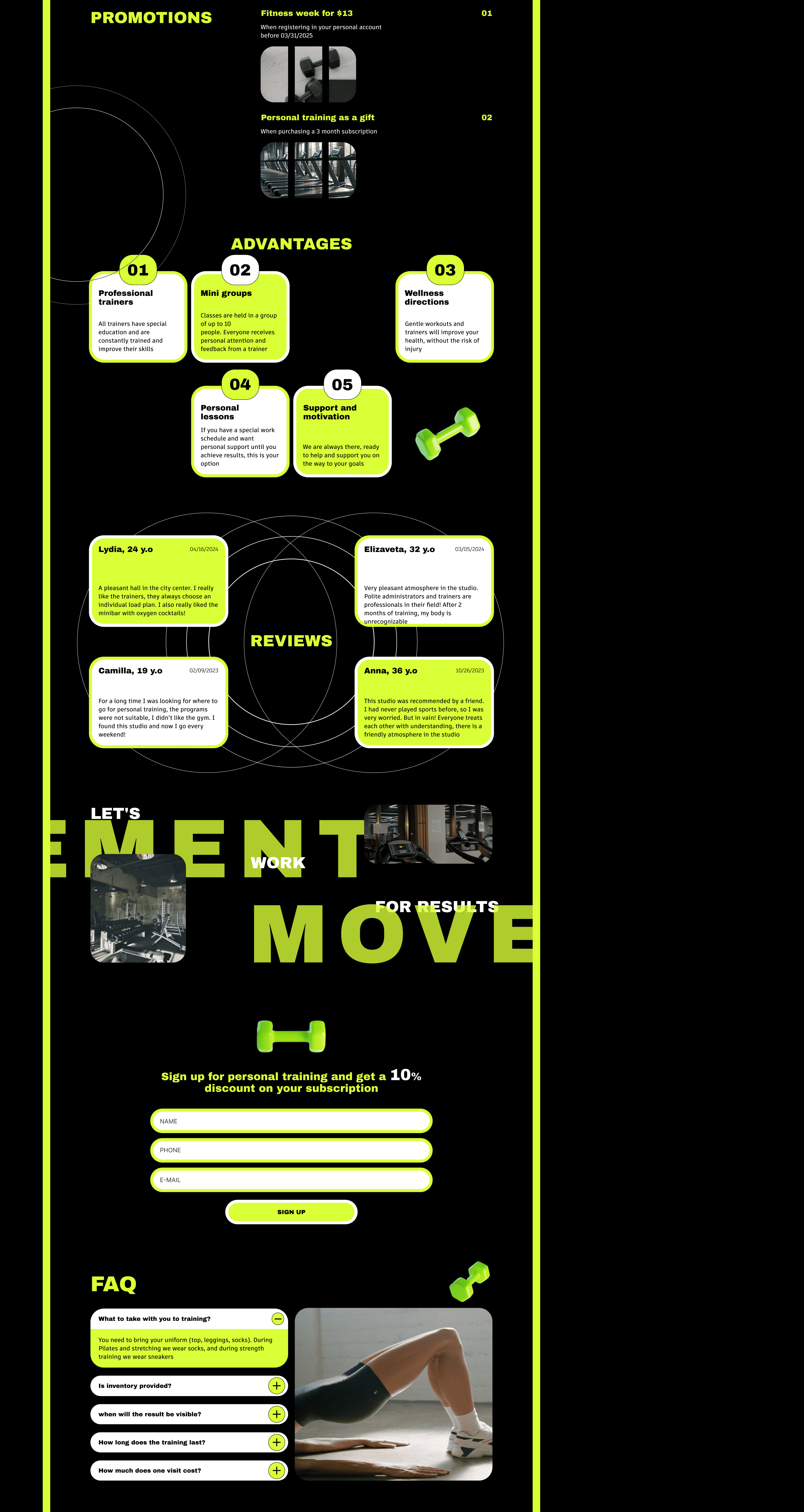 Fitness studio | Landing page | Сайт для фитнес студии — Изображение №2 — Интерфейсы на Dprofile