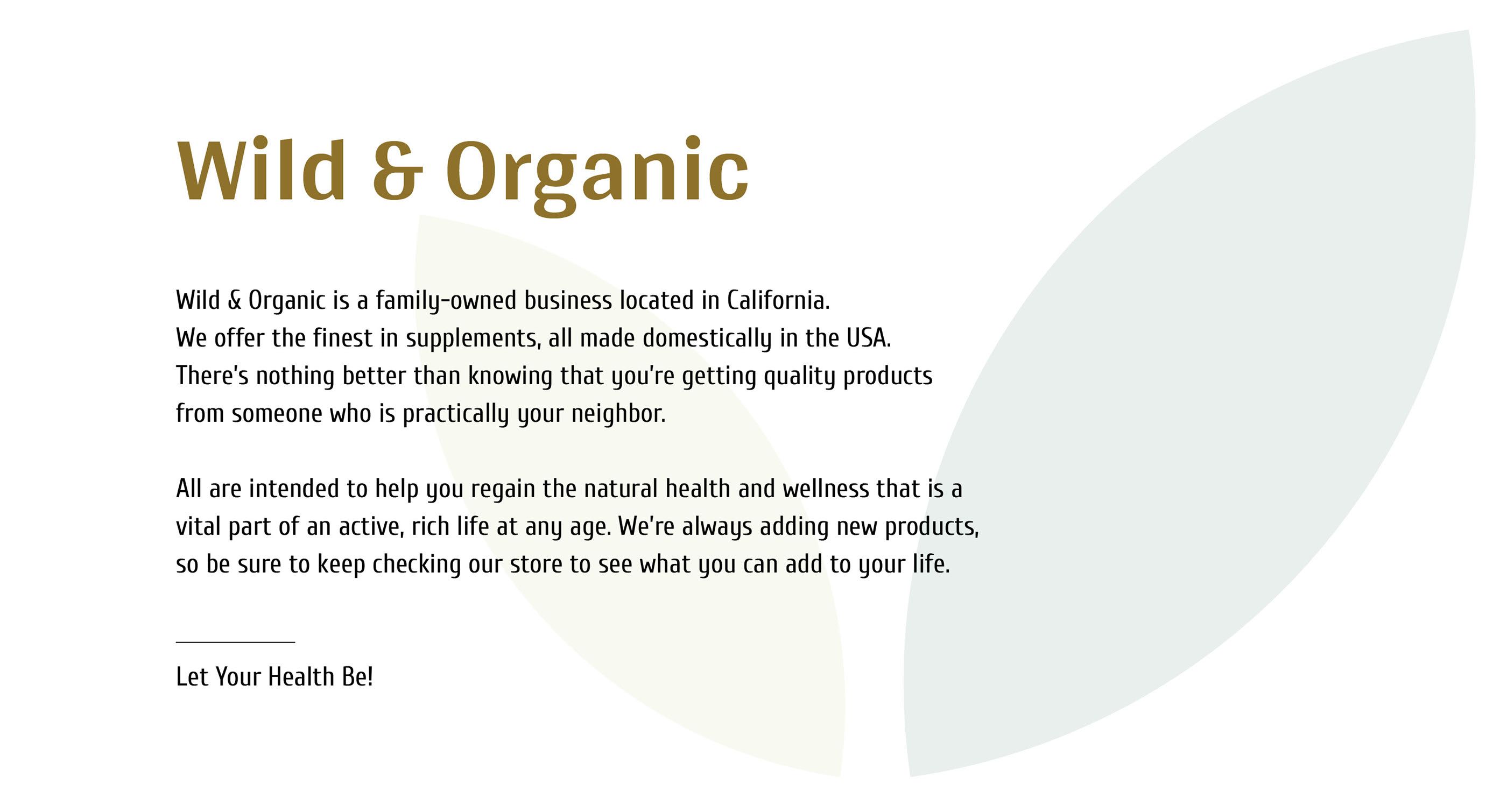 Wild & Organic supplements — Изображение №2 — Брендинг на Dprofile
