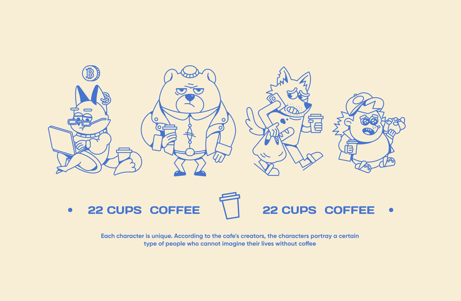 22 Cups Кофейня | Разработка фирменного стиля и маскотов — Изображение №8 — Брендинг, Графика на Dprofile