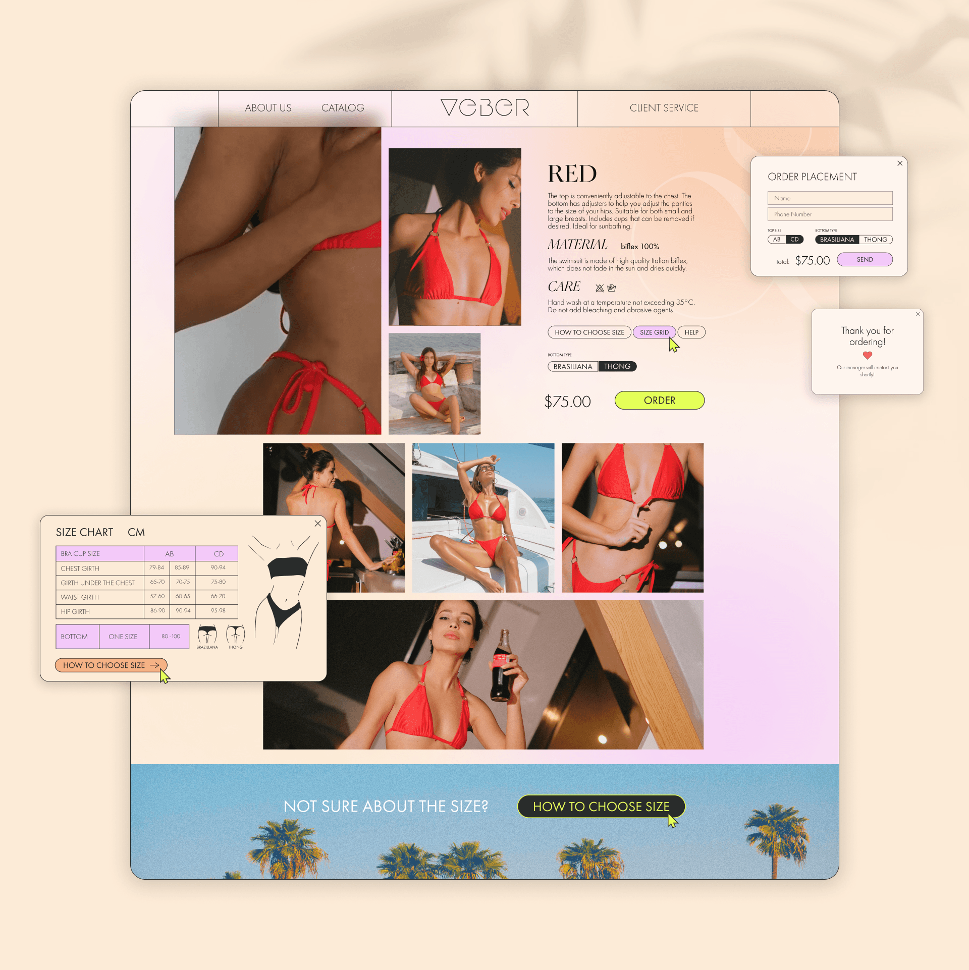 Veber Swimwear | Вебсайт UI/UX — Изображение №17 — Интерфейсы, Брендинг на Dprofile