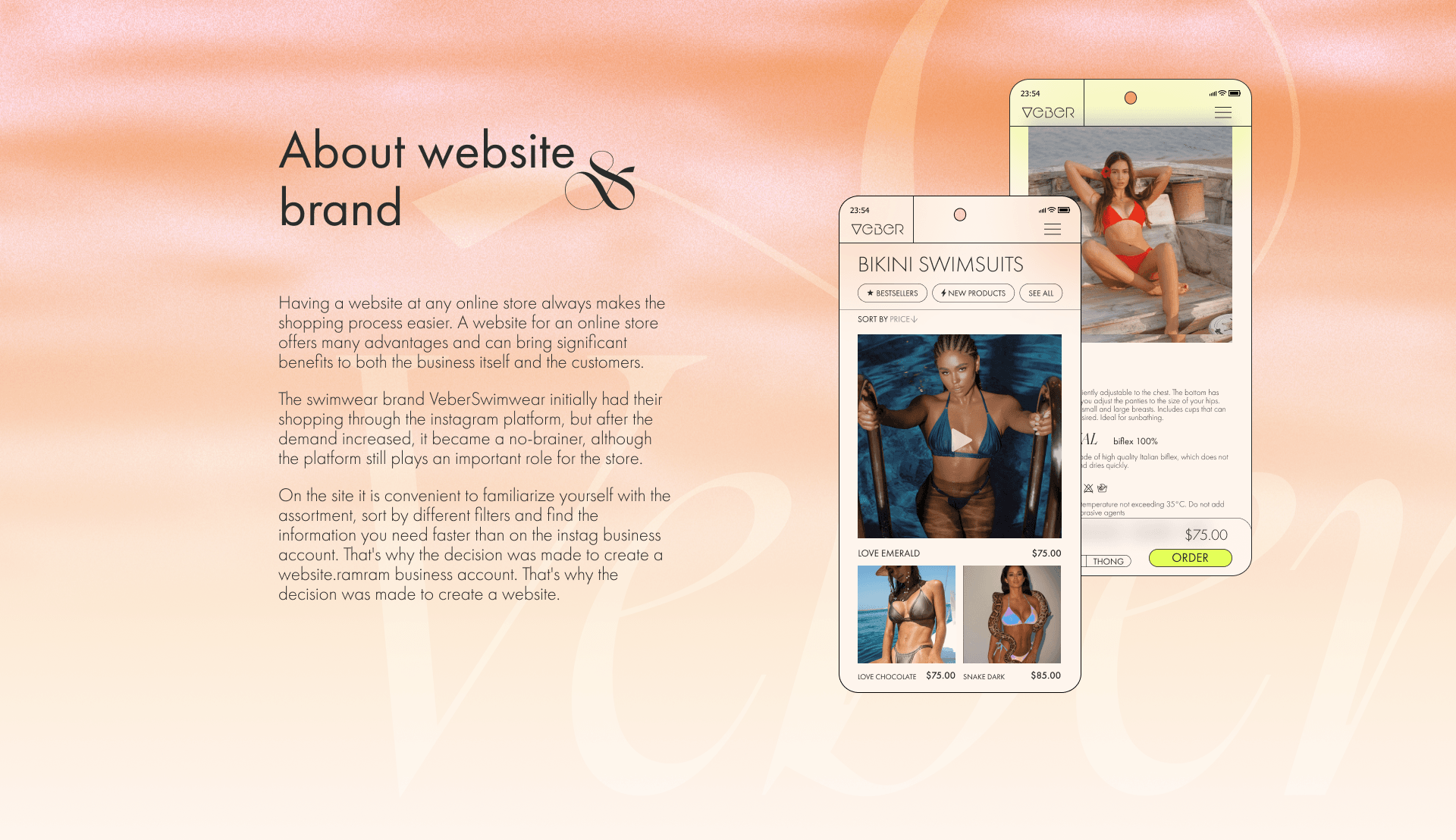 Veber Swimwear | Вебсайт UI/UX — Изображение №3 — Интерфейсы, Брендинг на Dprofile