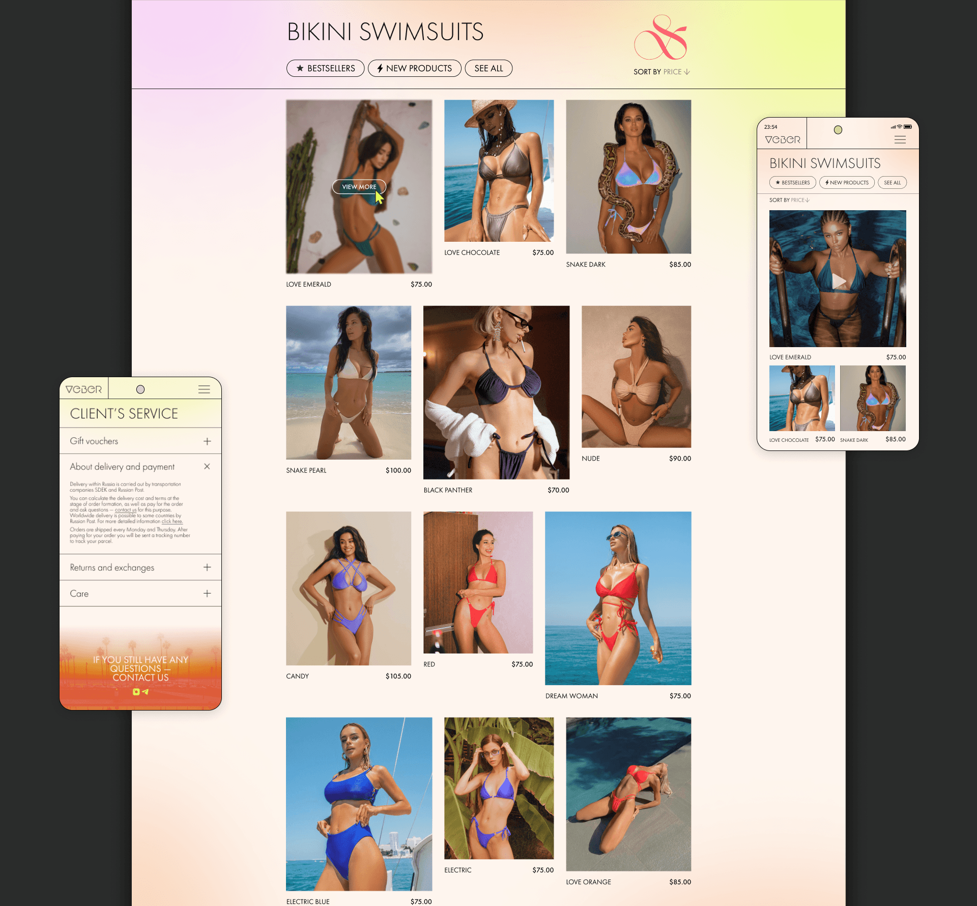 Veber Swimwear | Вебсайт UI/UX — Изображение №15 — Интерфейсы, Брендинг на Dprofile