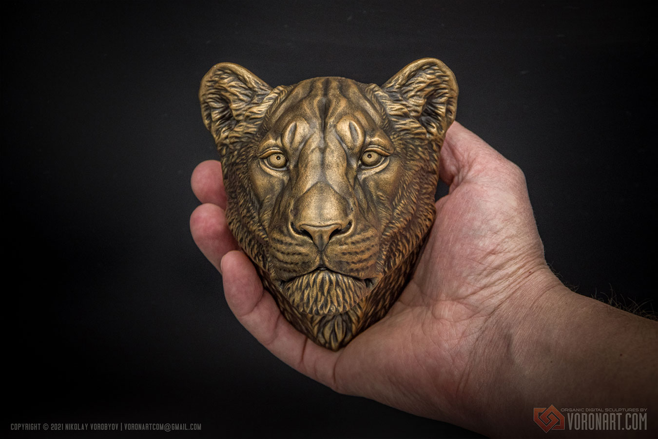 Голова львицы, 3D скульптура. Имитация бронзы — Изображение №3 — 3D на Dprofile