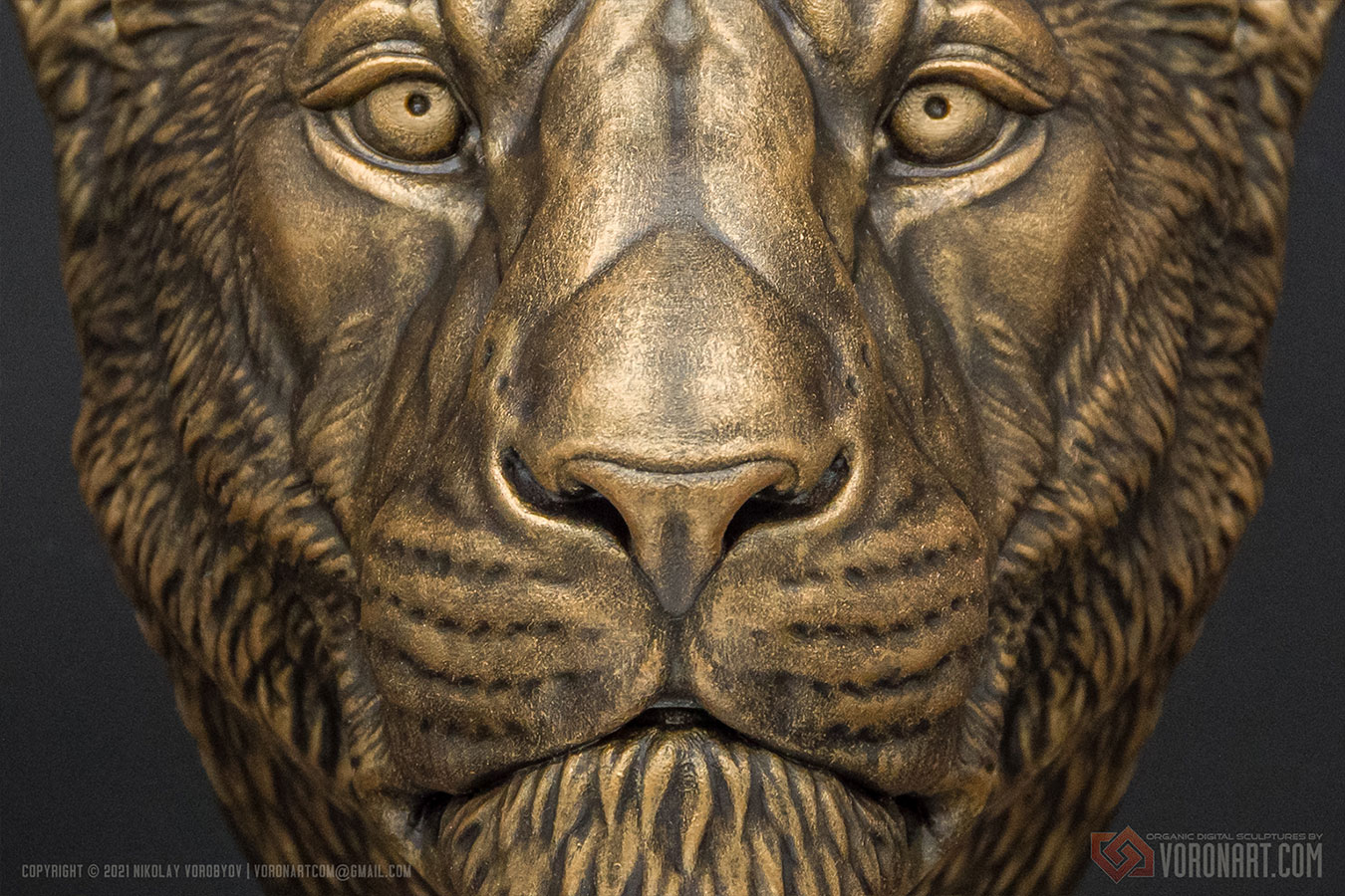 Голова львицы, 3D скульптура. Имитация бронзы — Изображение №1 — 3D на Dprofile