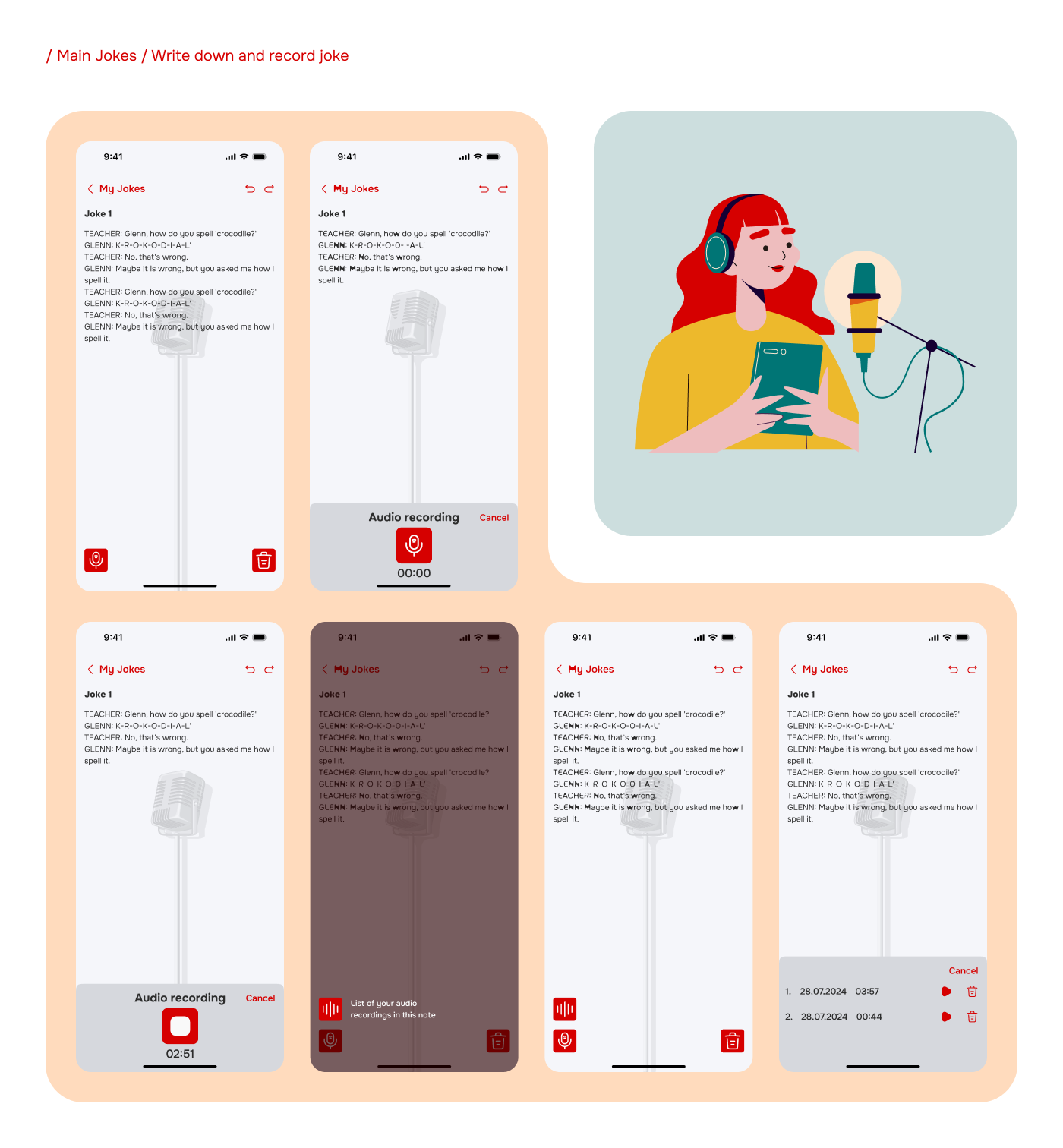 MobileApp for learning and writing jokes — Изображение №4 — Интерфейсы, Иллюстрация на Dprofile