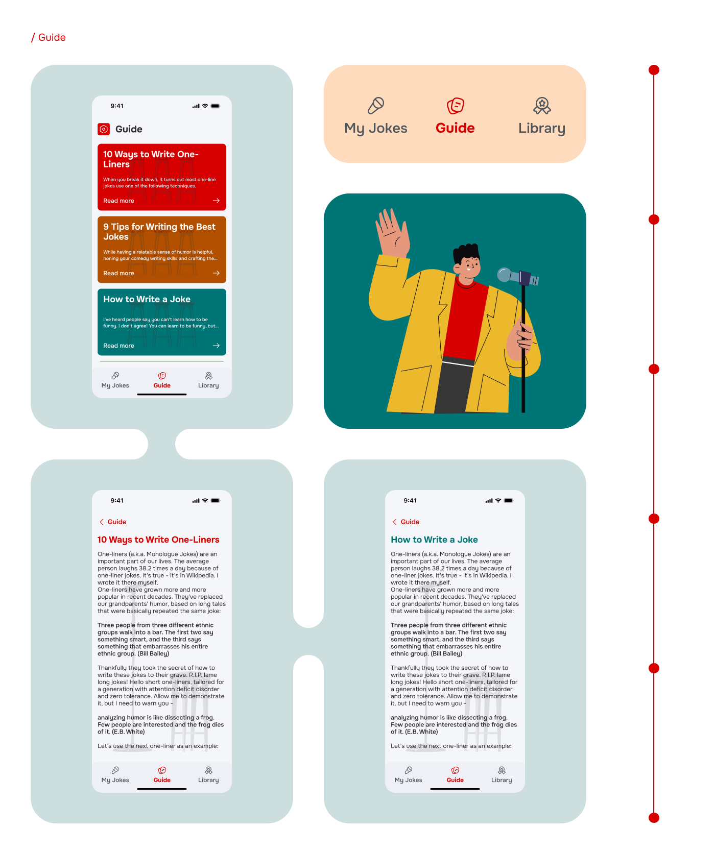 MobileApp for learning and writing jokes — Изображение №5 — Интерфейсы, Иллюстрация на Dprofile
