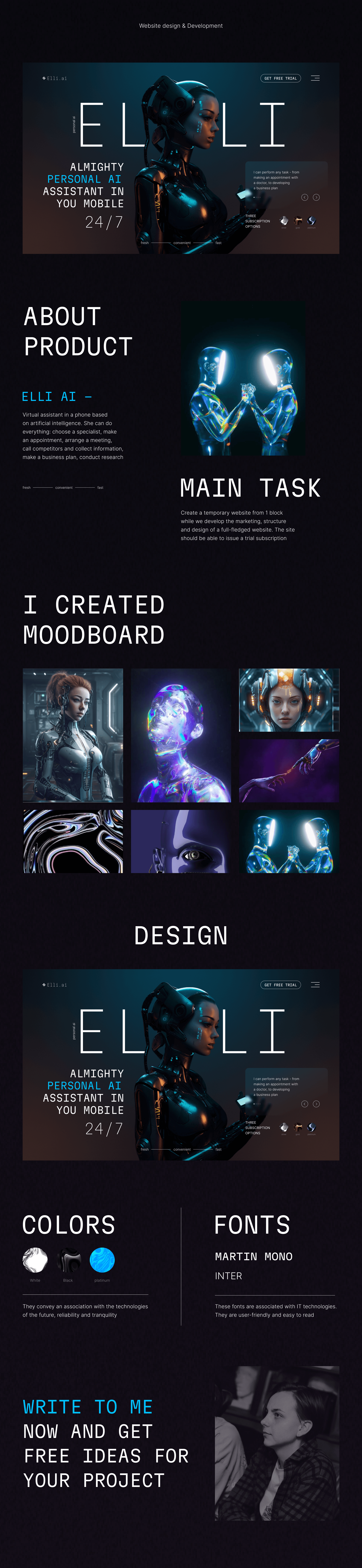 Personal ai Elli / landing page — Изображение №1 — Интерфейсы, Графика на Dprofile