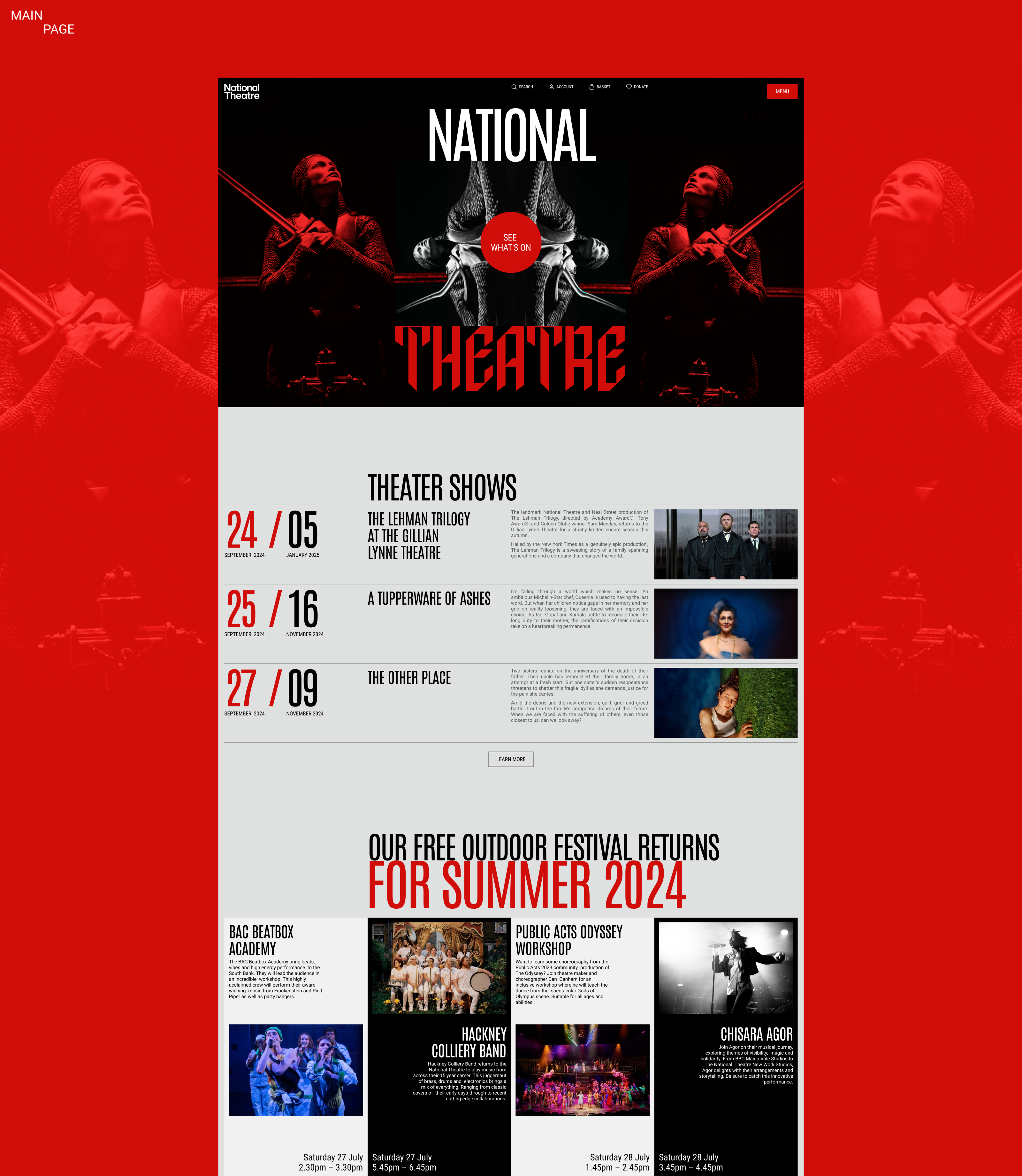 National Theatre | Website redesign — Изображение №4 — Интерфейсы, Брендинг на Dprofile