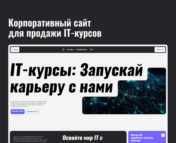 Корпоративный сайт для продажи IT-курсов — Интерфейсы на Dprofile