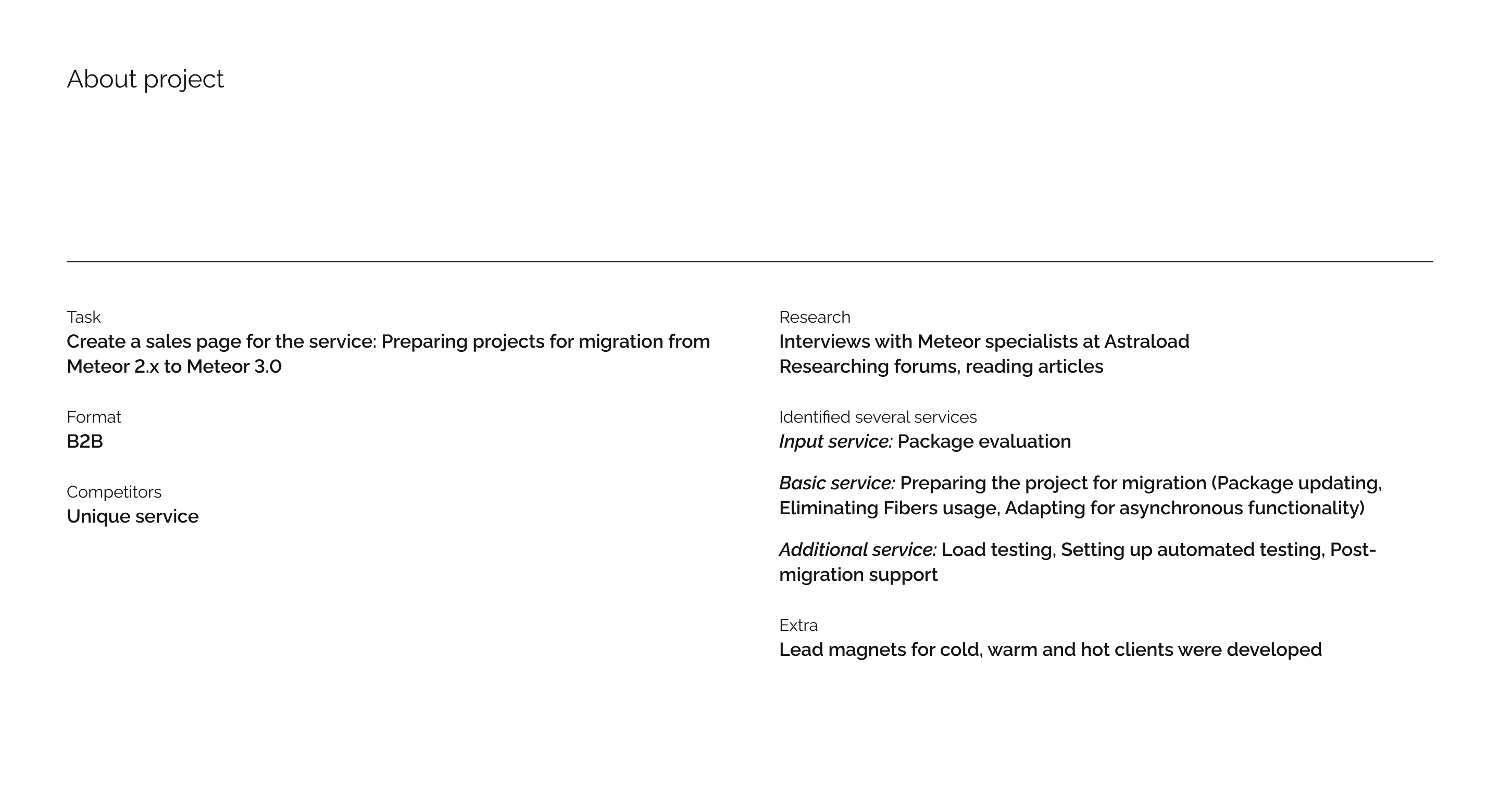 Landing page for service of Migration to Meteor 3.0 — Изображение №2 — Интерфейсы на Dprofile