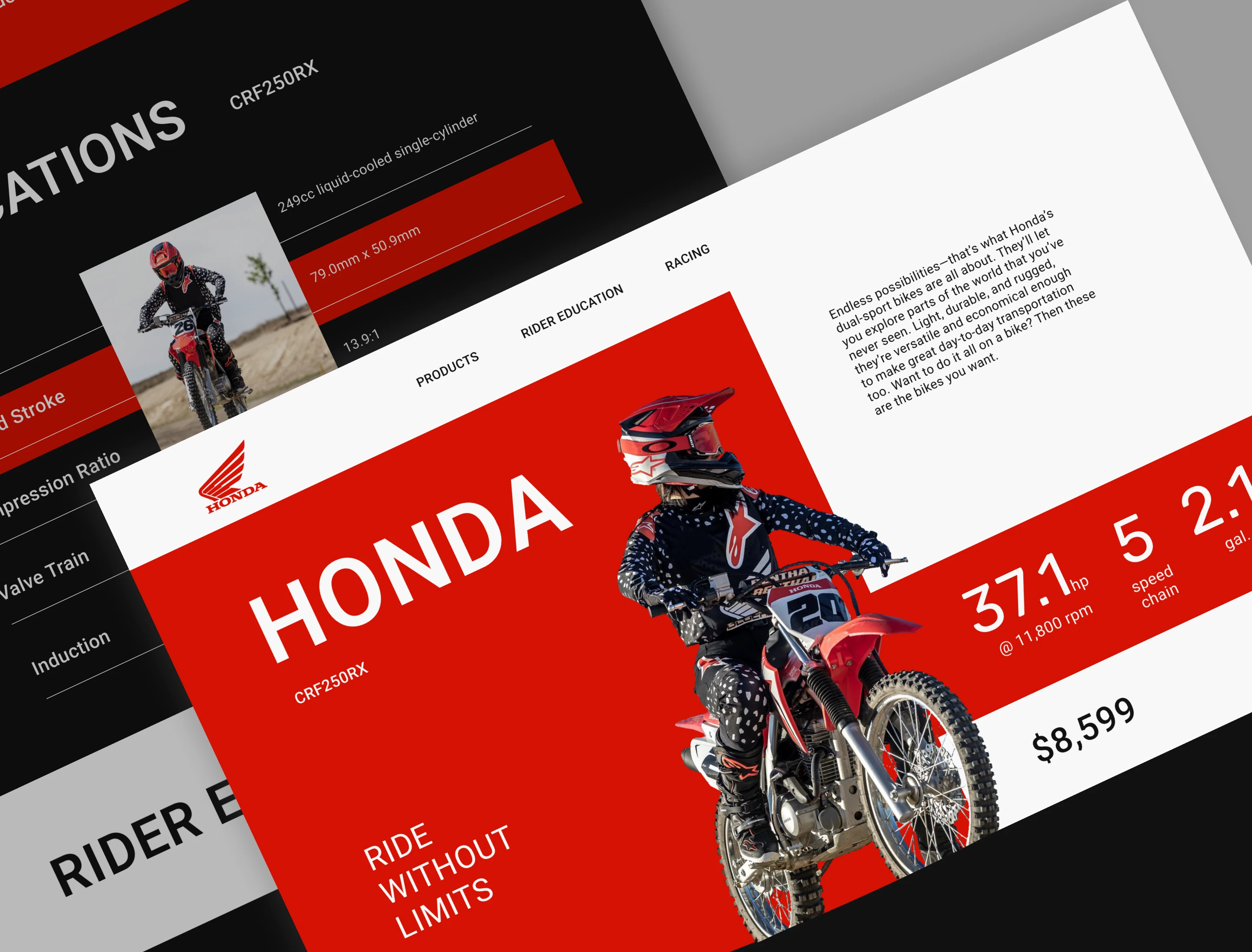 E-commerce | Landing page of Enduro bike by Honda — Изображение №1 — Интерфейсы на Dprofile