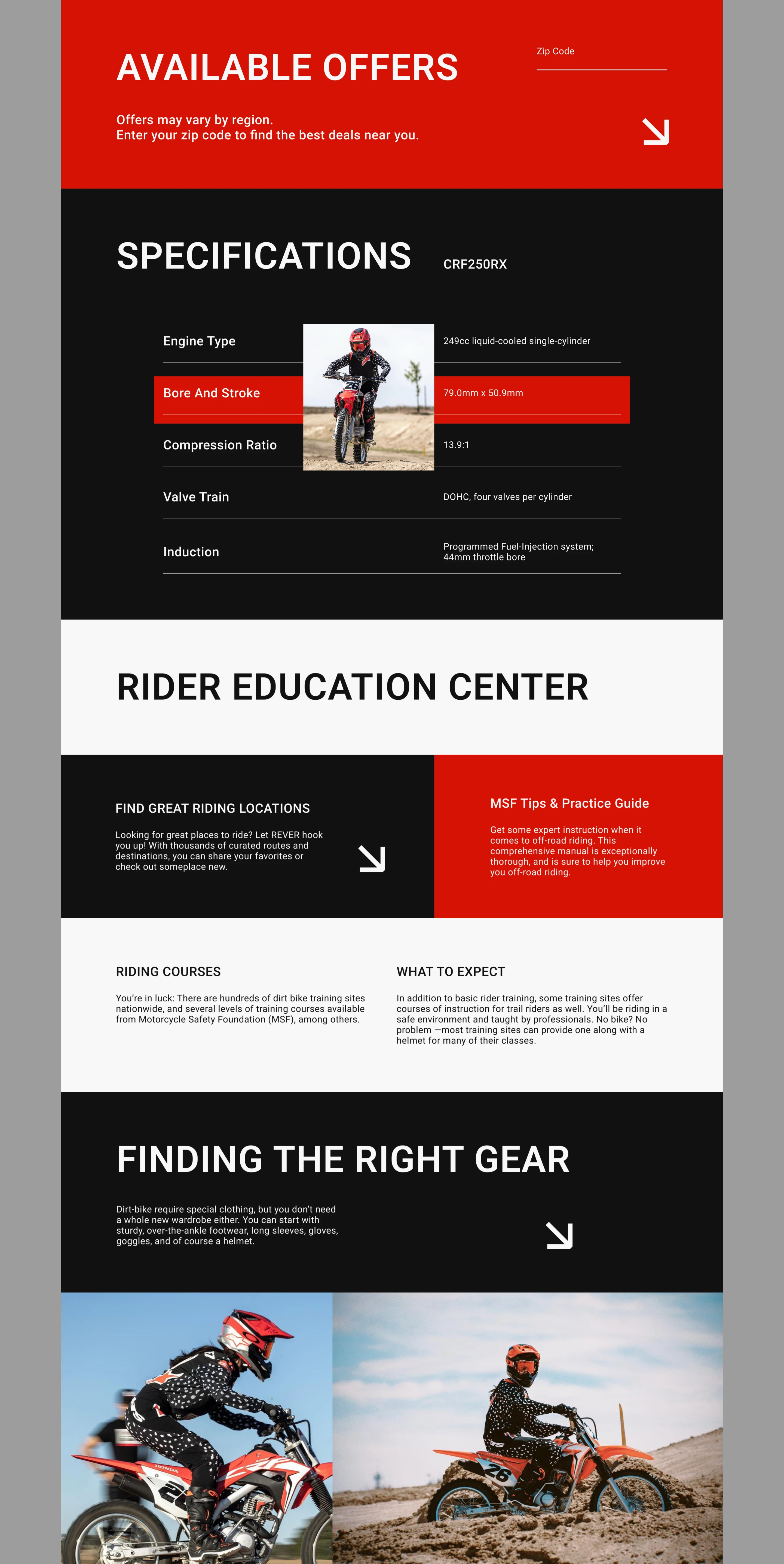 E-commerce | Landing page of Enduro bike by Honda — Изображение №3 — Интерфейсы на Dprofile