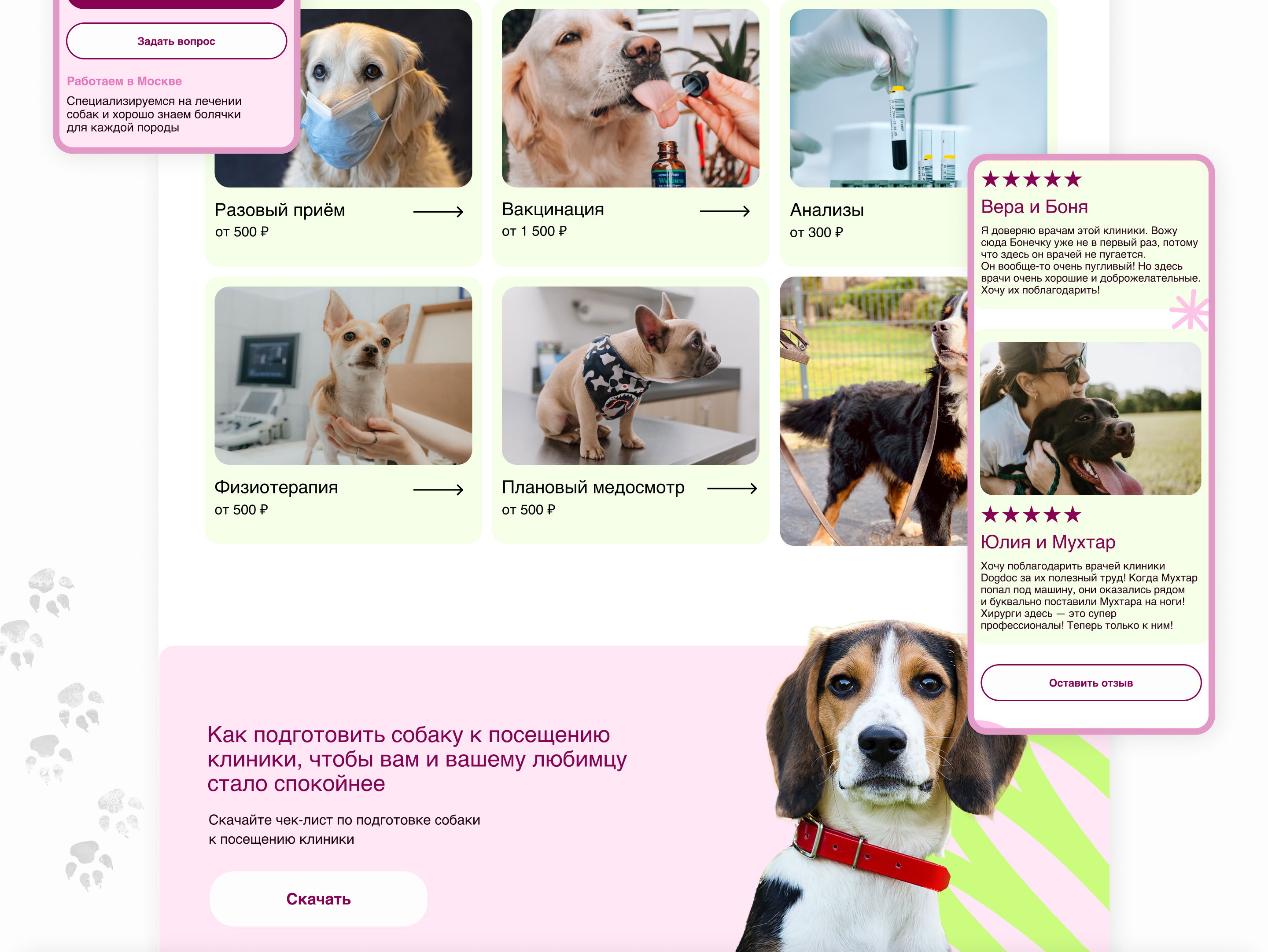 Лендинг ветеринарной клиники для собак — Изображение №3 — Интерфейсы на Dprofile