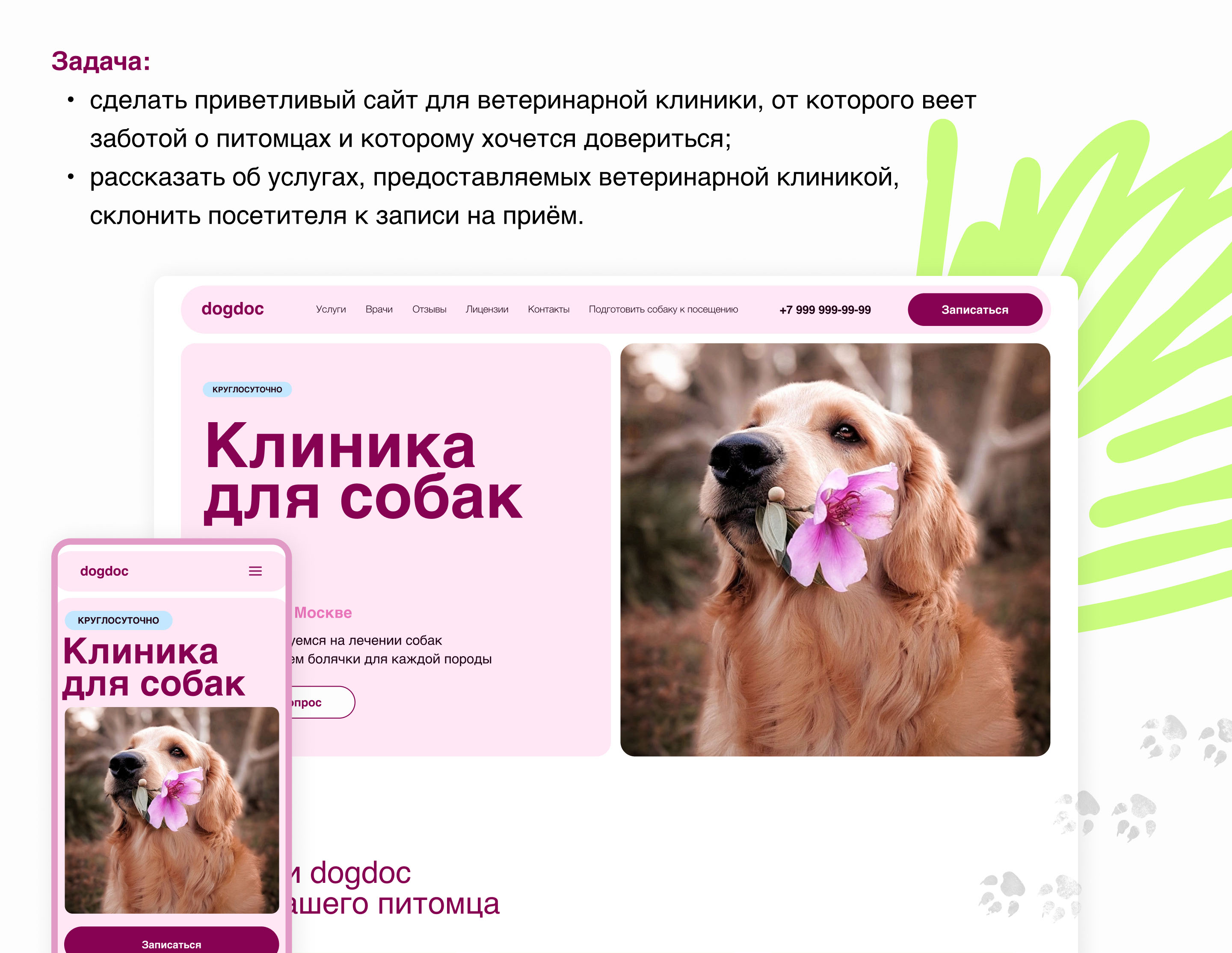 Лендинг ветеринарной клиники для собак — Изображение №2 — Интерфейсы на Dprofile