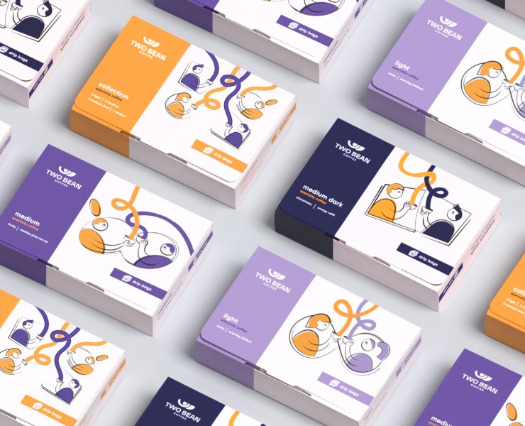 Two bean coffee branding packaging — Брендинг на Dprofile