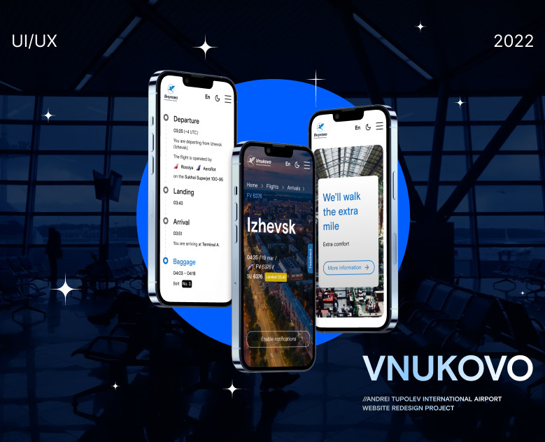 VNUKOVO Airport website redesign — Интерфейсы, Брендинг, Иллюстрация на Dprofile