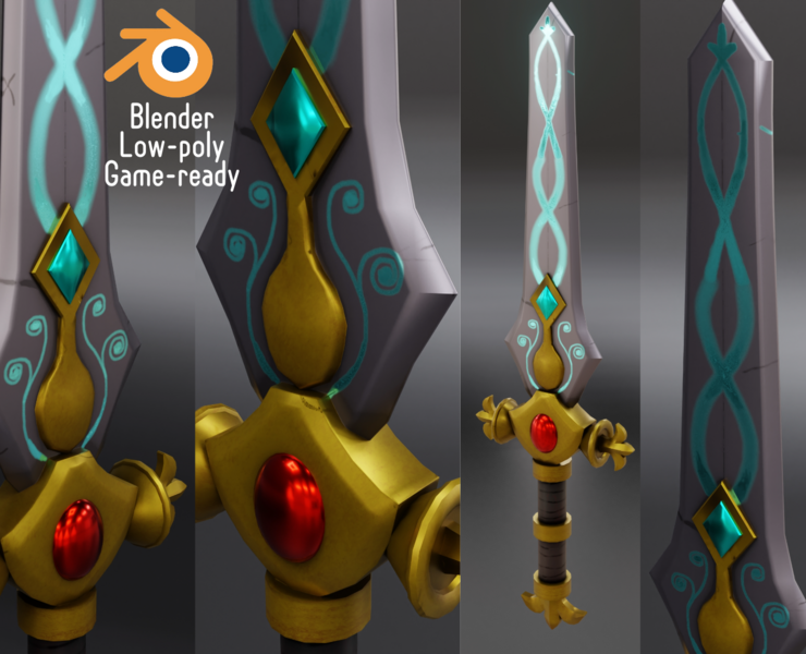 Sword 3D (game ready - high and low poly) — 3D на Dprofile