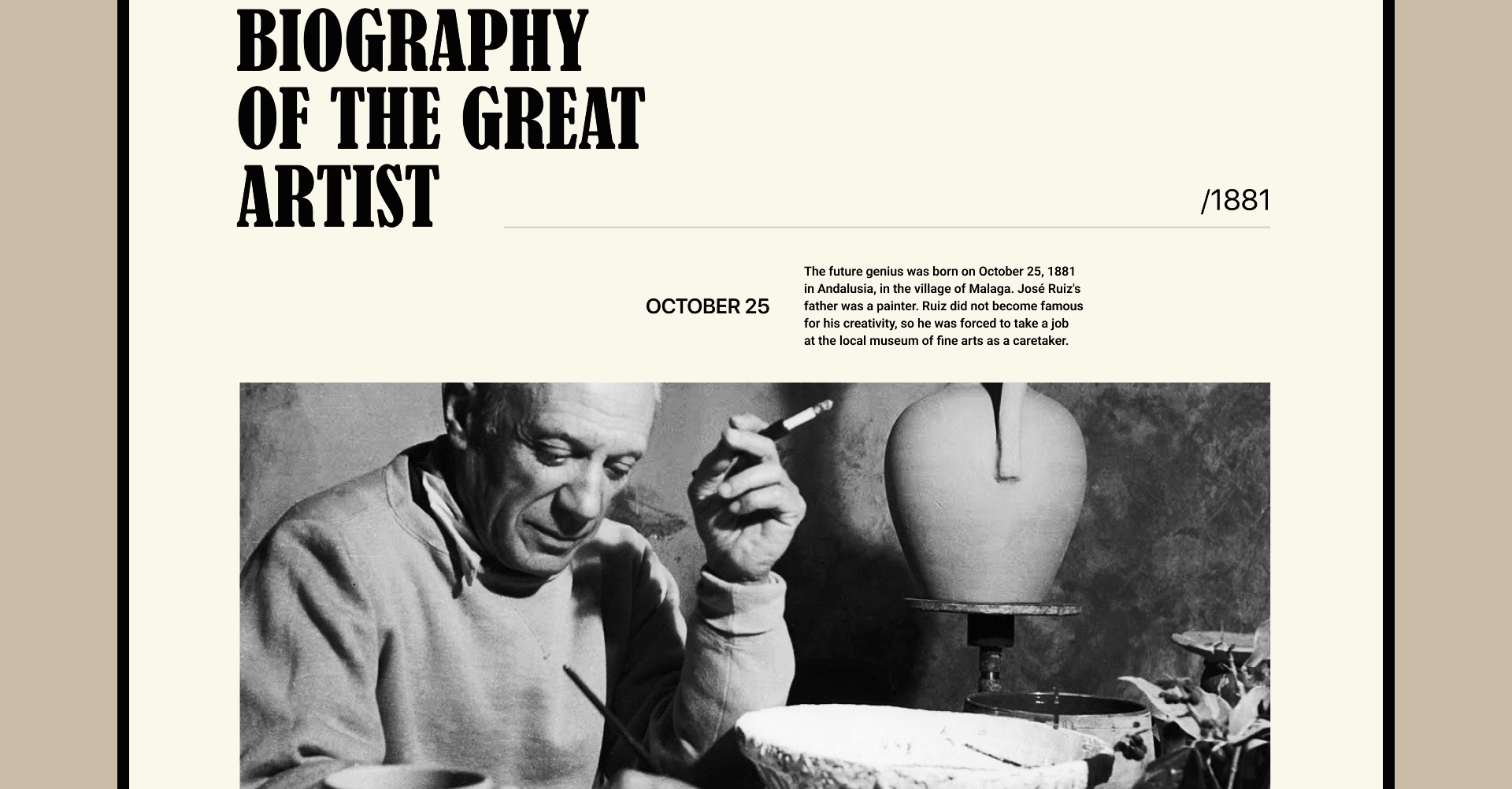 The concept of the Pablo Picasso website. — Изображение №4 — Брендинг, Иллюстрация, Графика на Dprofile
