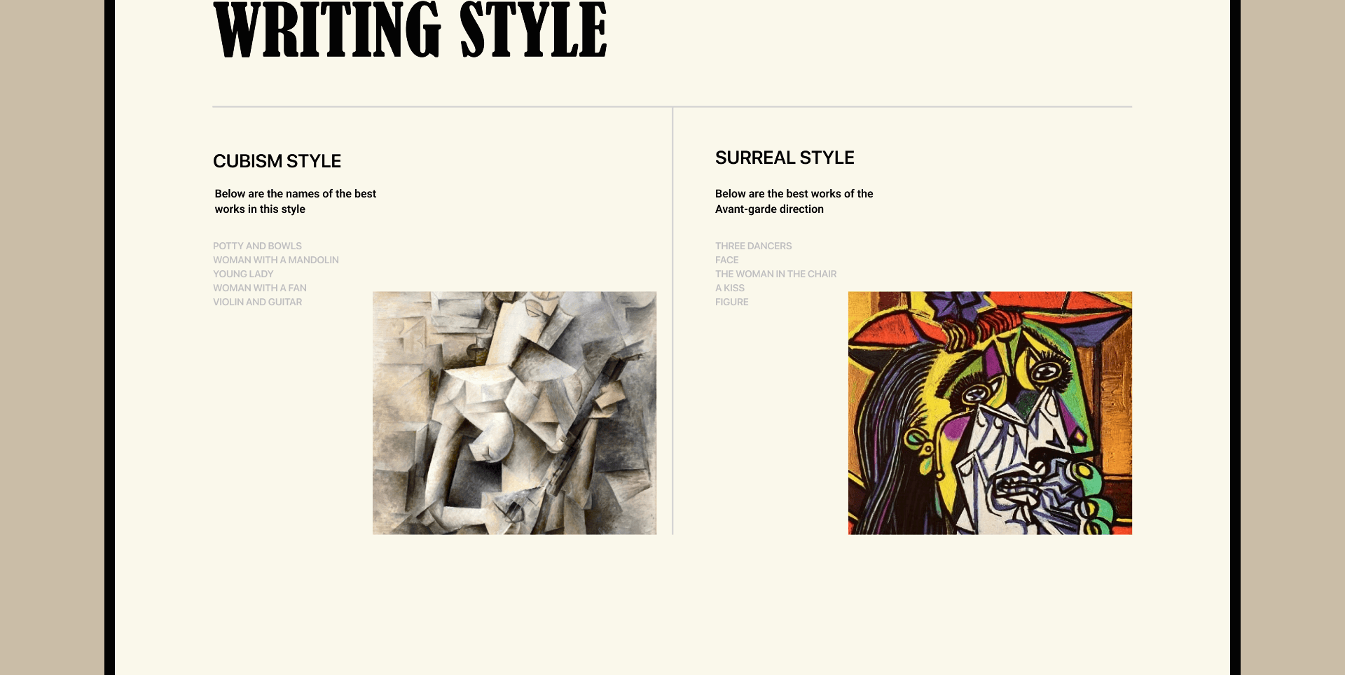 The concept of the Pablo Picasso website. — Изображение №7 — Брендинг, Иллюстрация, Графика на Dprofile