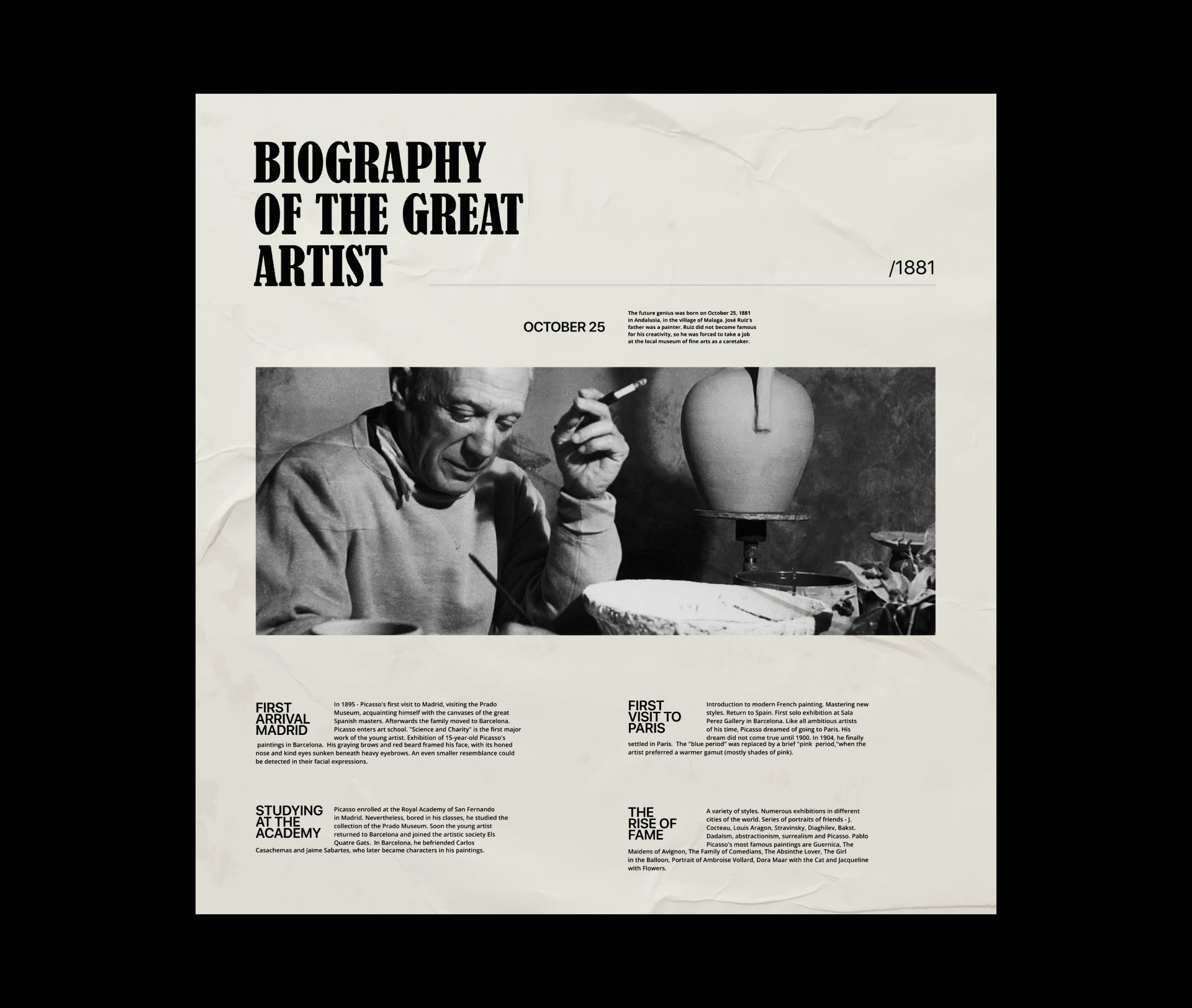 The concept of the Pablo Picasso website. — Изображение №18 — Брендинг, Иллюстрация, Графика на Dprofile