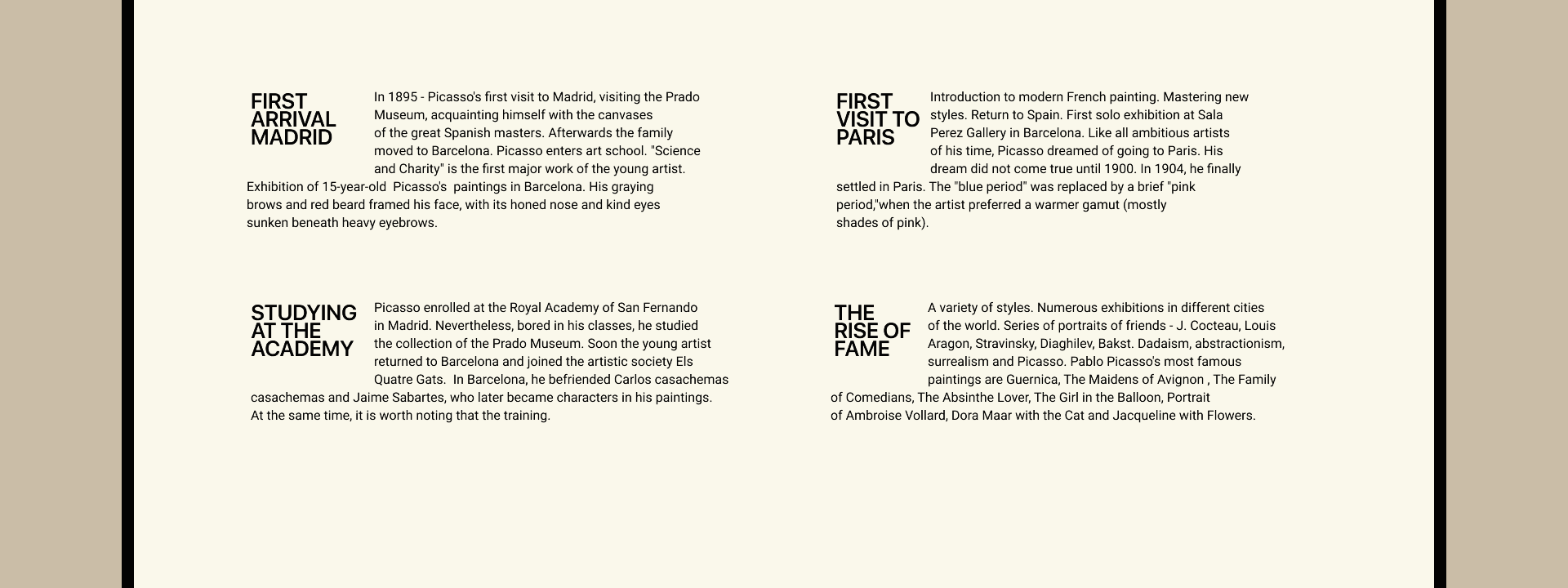 The concept of the Pablo Picasso website. — Изображение №5 — Брендинг, Иллюстрация, Графика на Dprofile