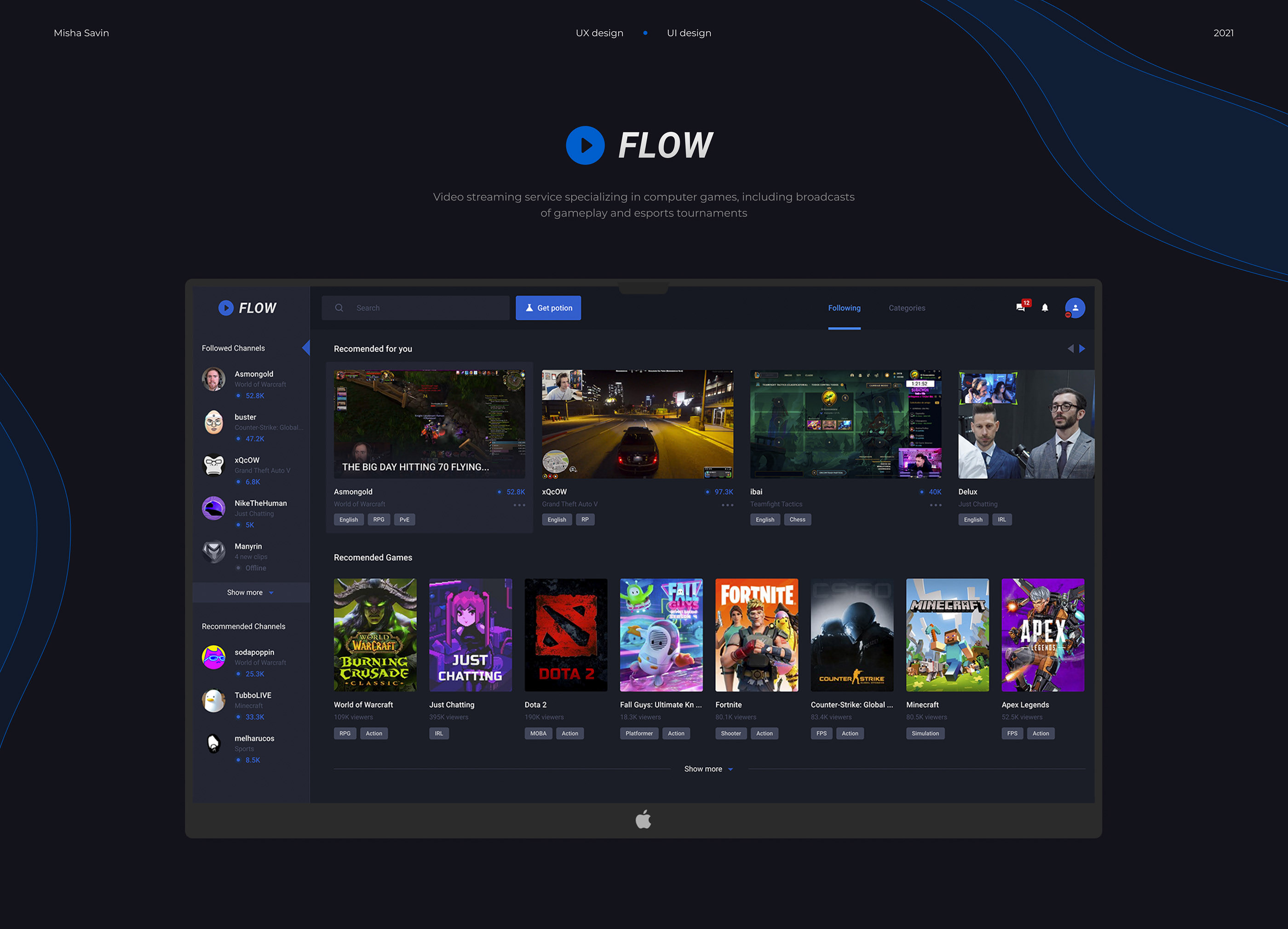 FLOW - Концепт стримингового сервиса — Изображение №1 — Интерфейсы на Dprofile