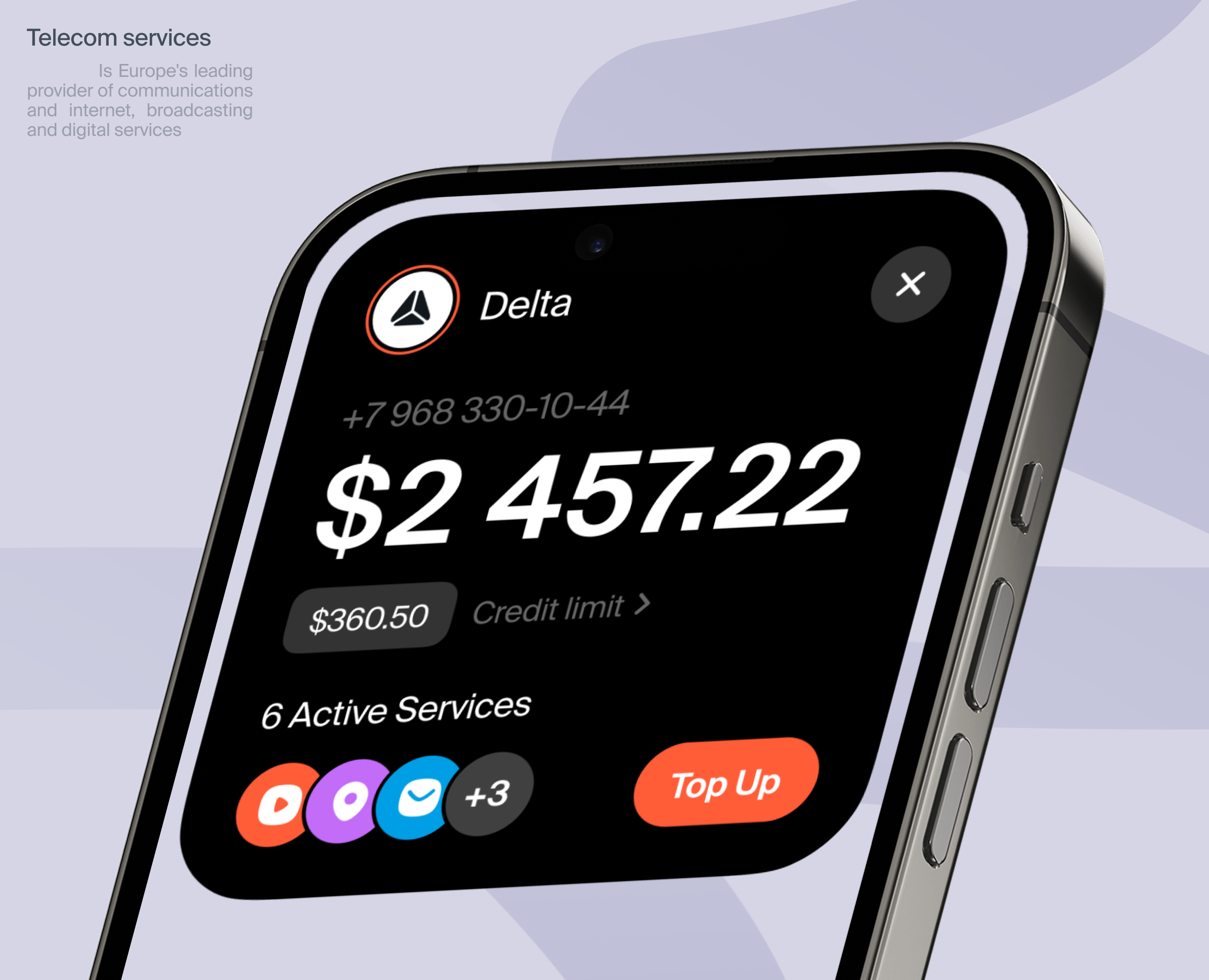 Delta. Telecom Mobile Application — Интерфейсы на Dprofile