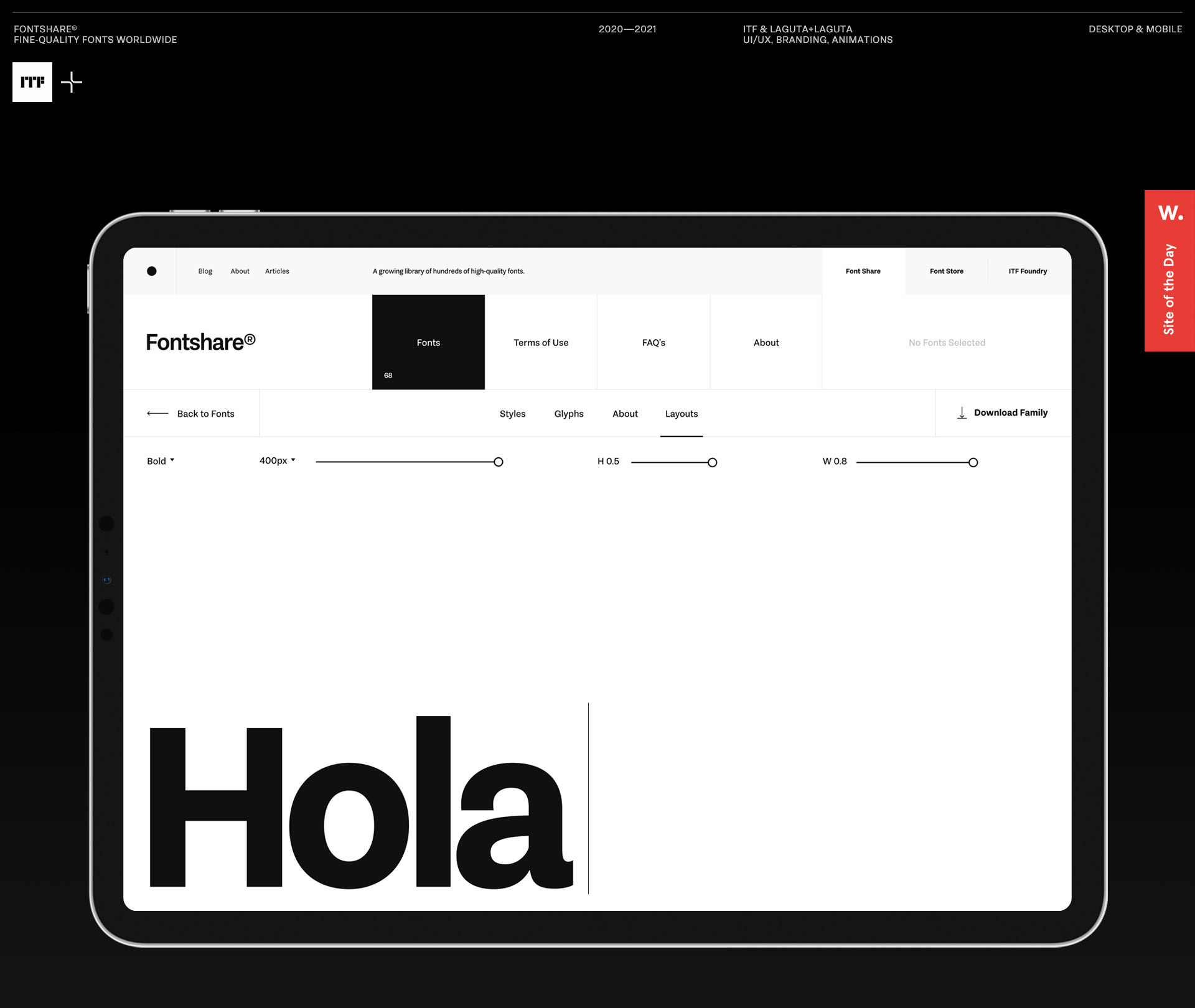 Fontshare — Изображение №1 — Интерфейсы, Анимация на Dprofile